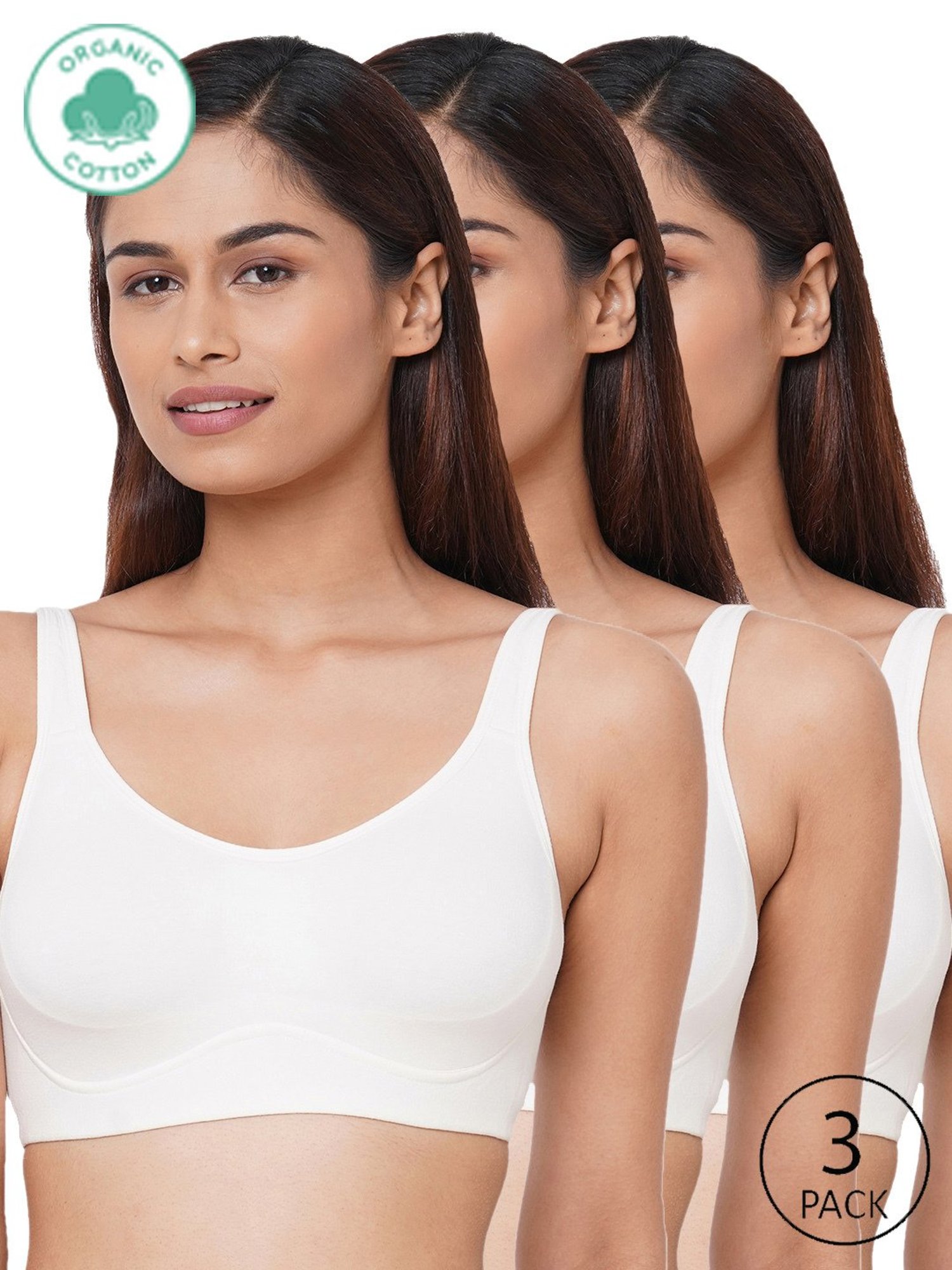 Inner Sense White Full Coverage Bra - Pack of 3
