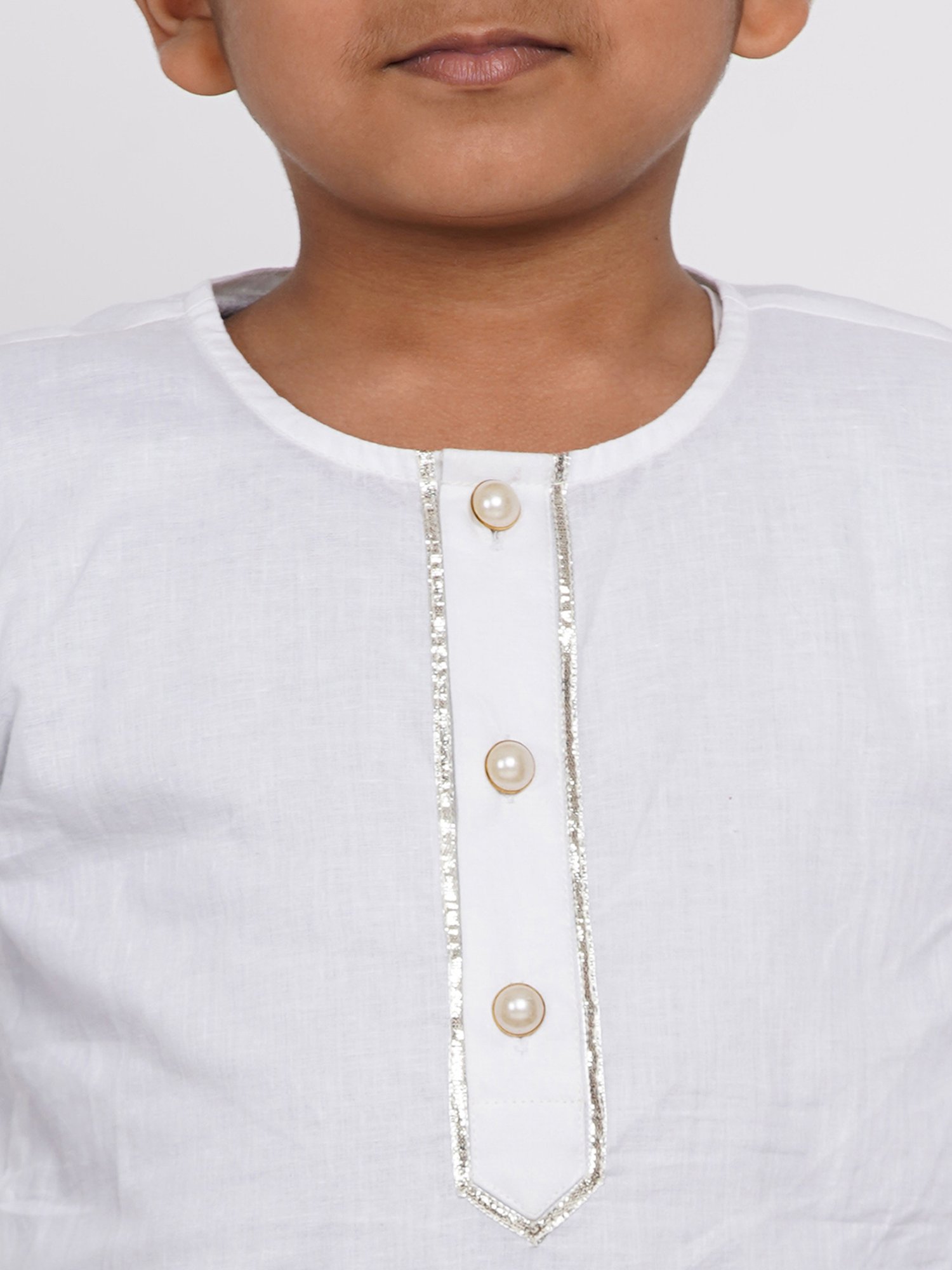 Little Bansi Kids White Solid Kurta with Pyjamas