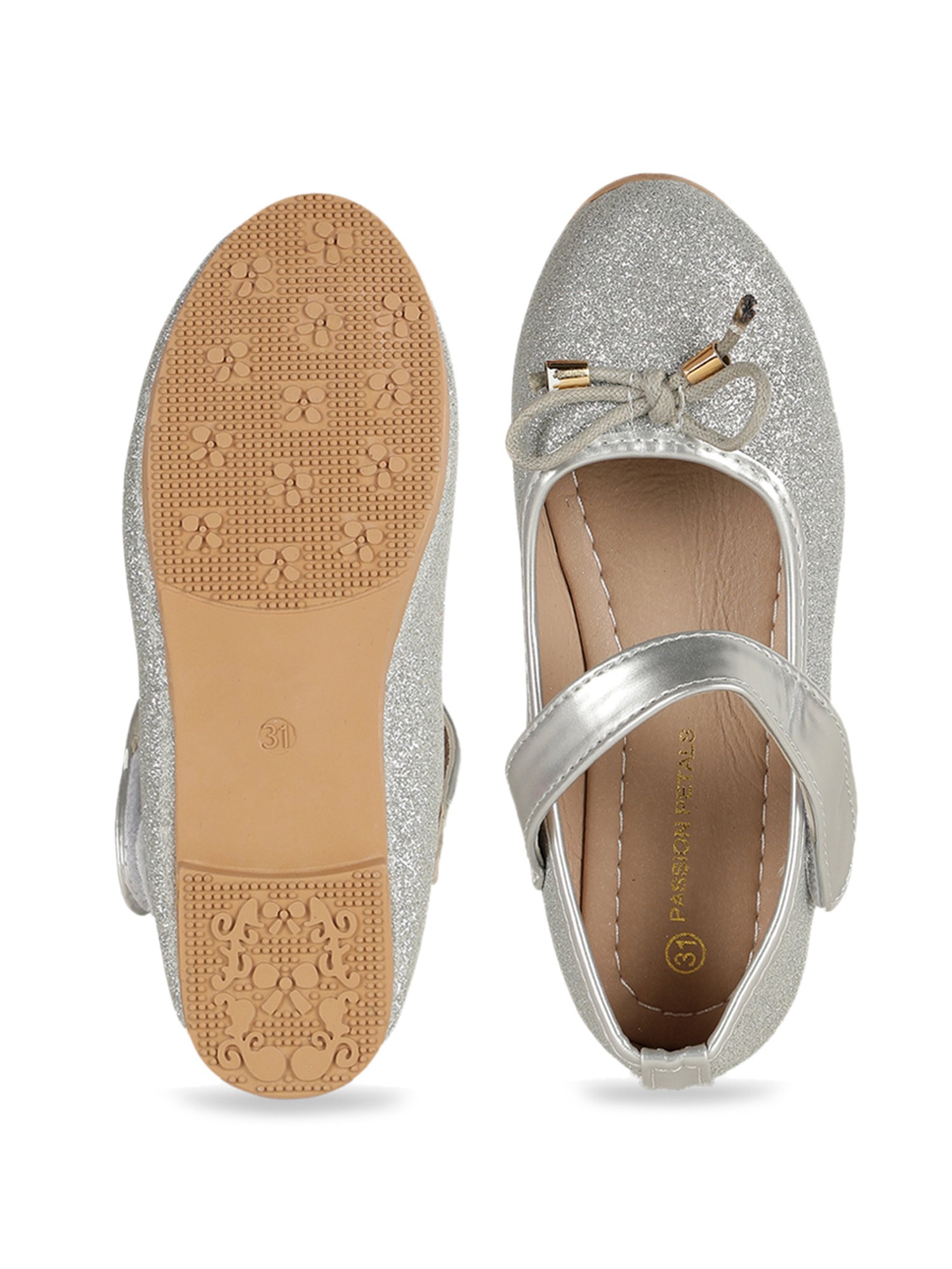 Passion Petals Kids Silver Mary Jane Shoes