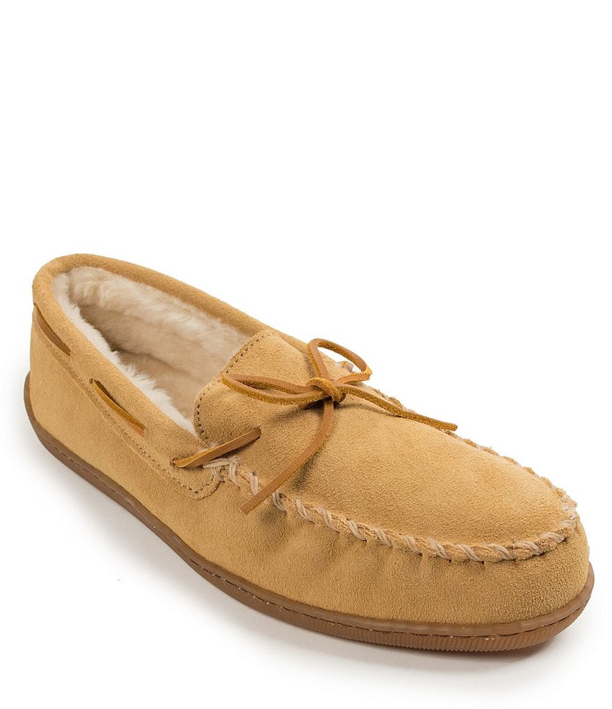 Minnetonka Men's Suede Pile Lined Hardsole Slipper