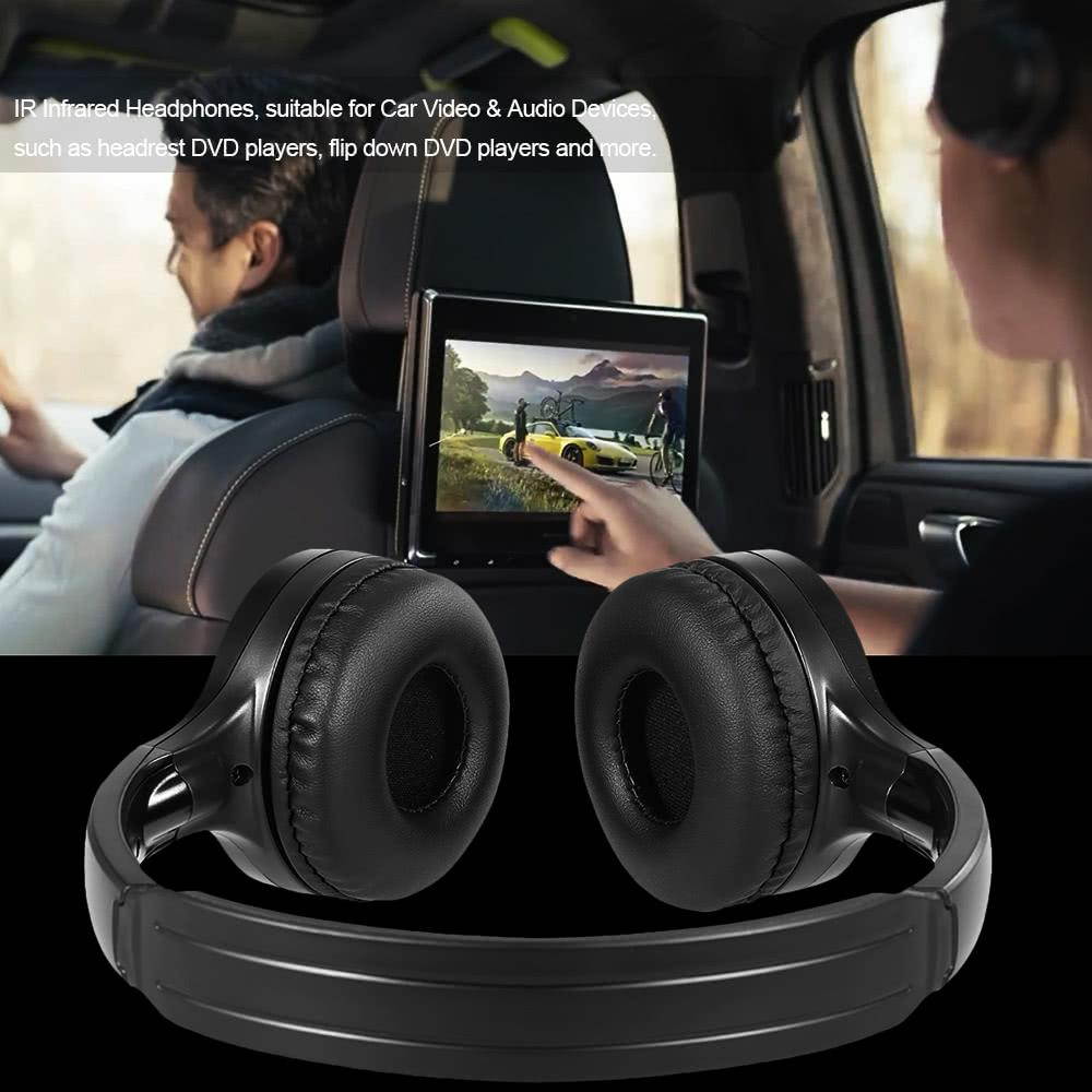 IR Infrared Wireless Car Headphones Stereo Headset Wired Earphone Dual Channel for In-car DVD Player
