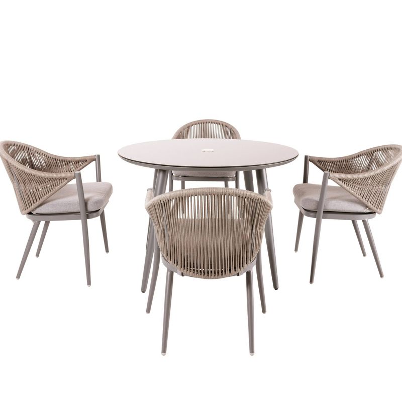 5pc Aluminum Patio Dining Set Tan - Nuu Garden