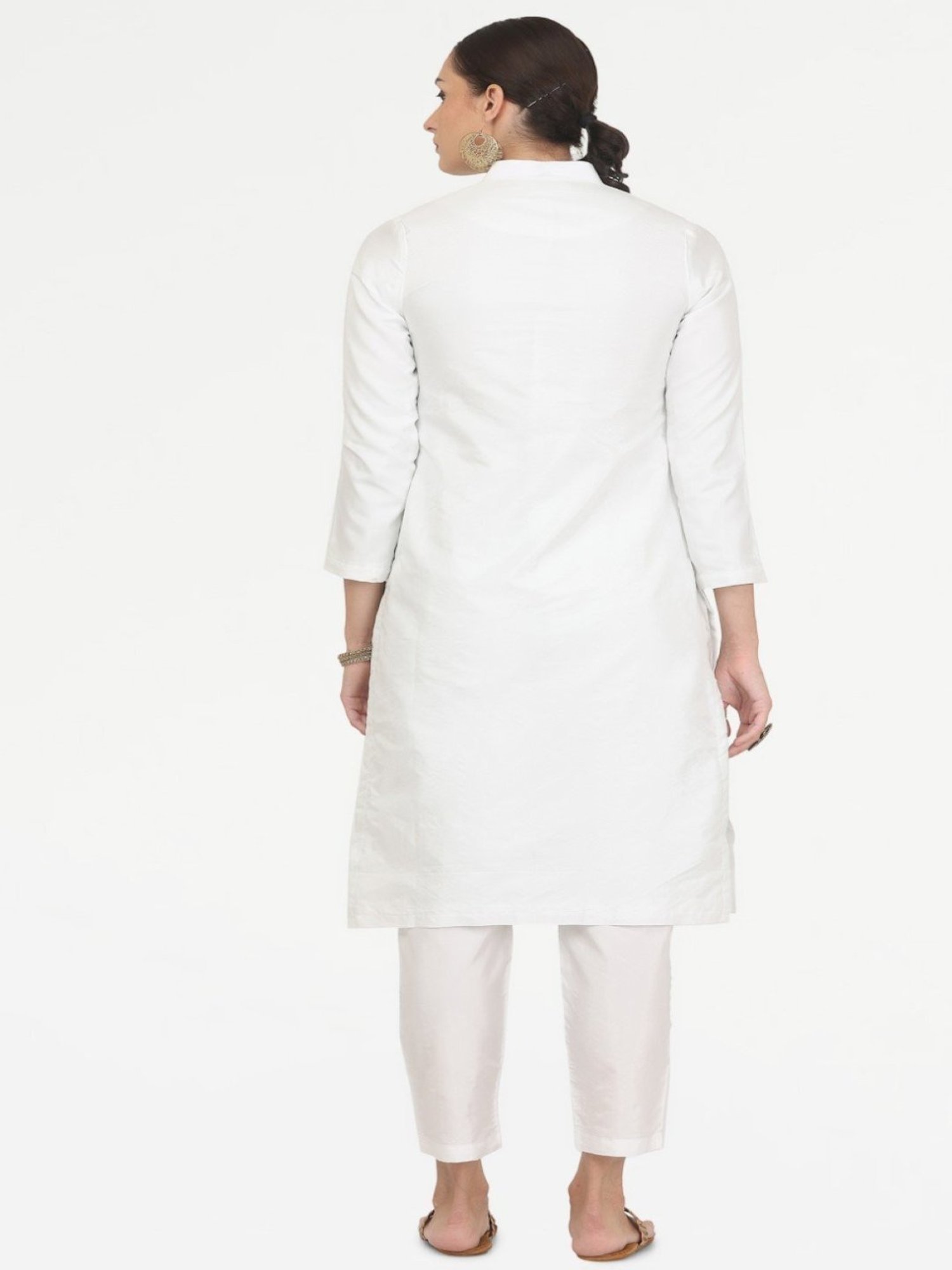 Kaanchie Nanggia White Taffeta Jacket with Pant