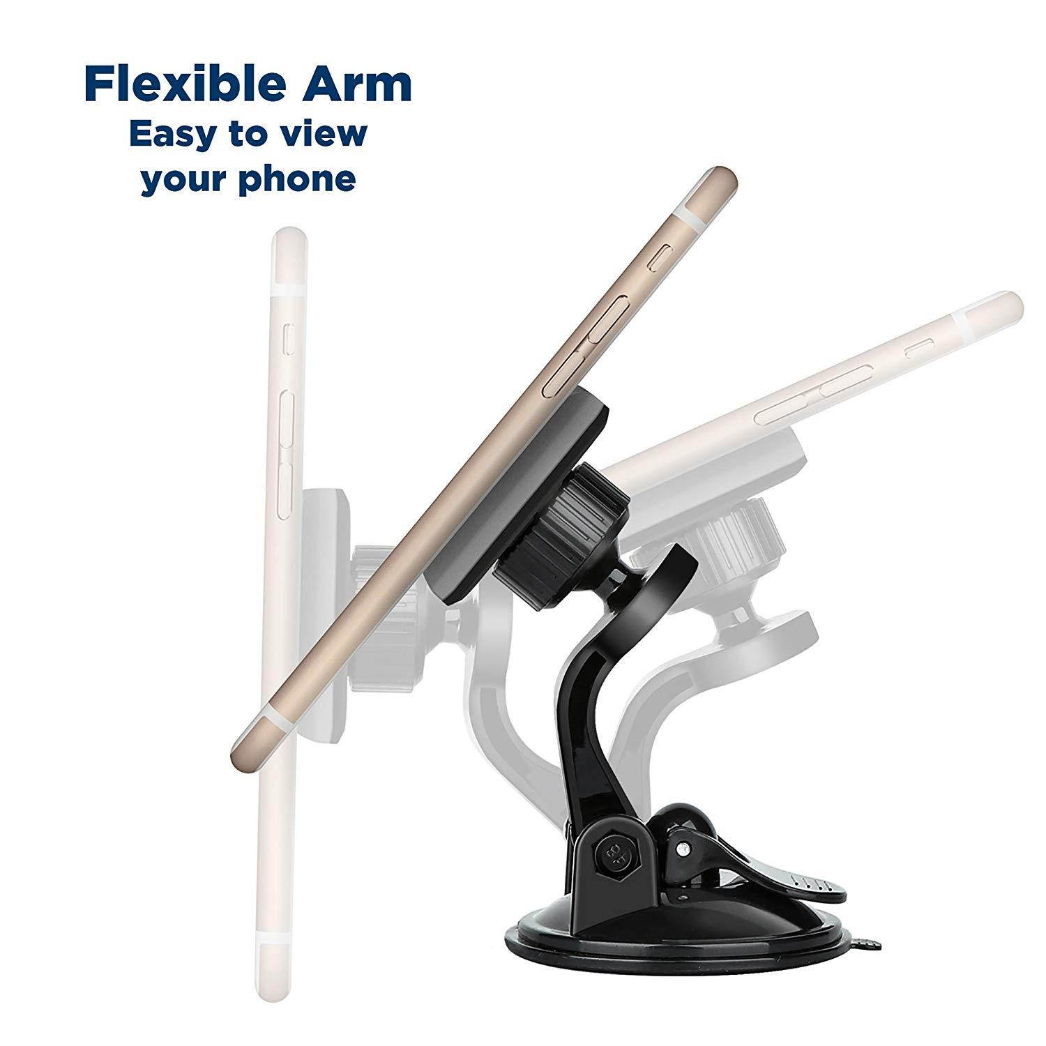 Tech Armor Universal Magnetic Car Mount, Windshield Suction Cup, for iPhone, Galaxy, Google, LG and more - Black