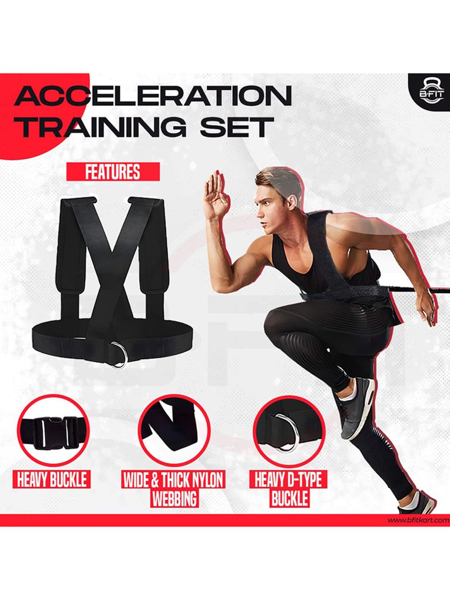 B Fit Resistance Trainer Acceleration Speed Cord (Black)