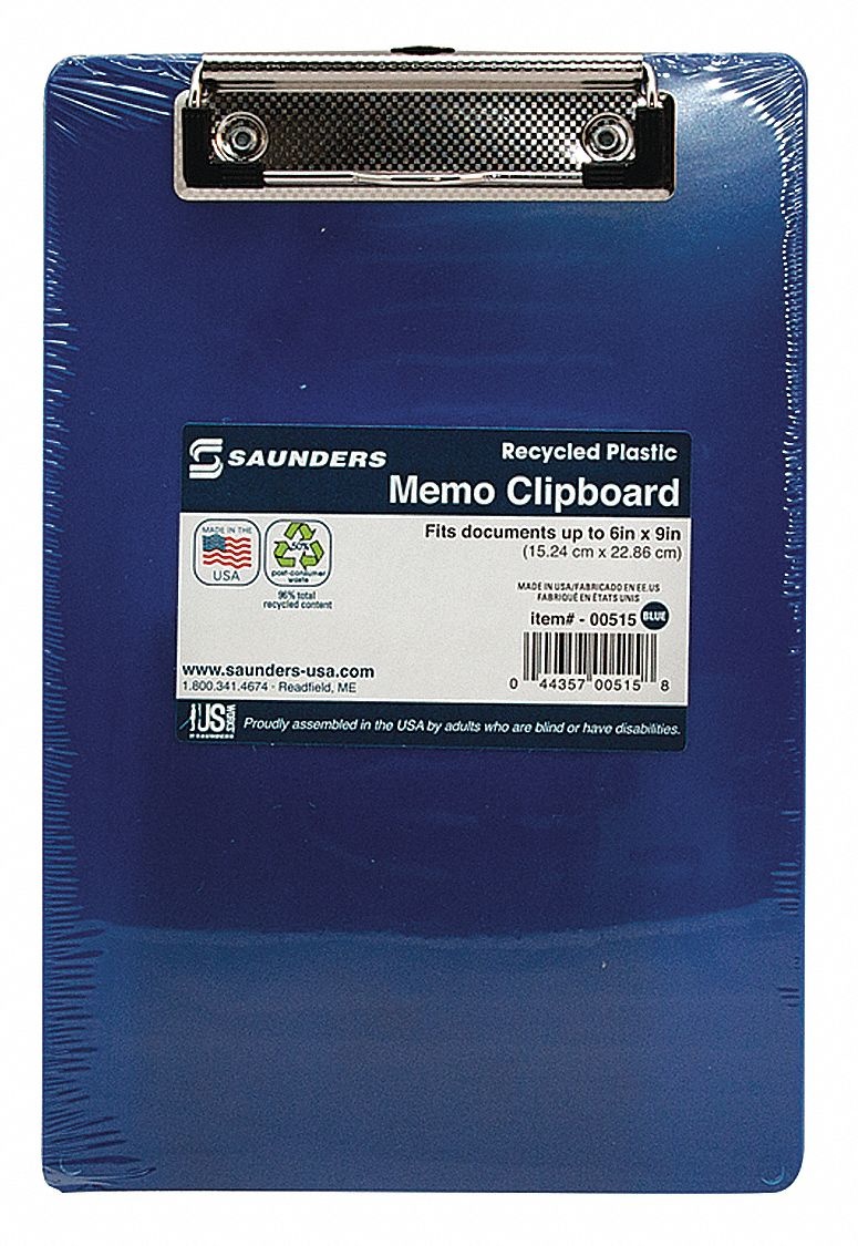 5-1/2" x 8-1/2" Clipboard, Blue SAUNDERS 00515
