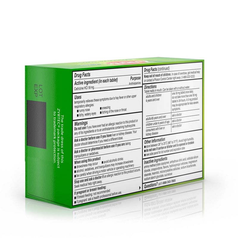 Zyrtec Allergy Relief Dissolve Tablets - Citrus Flavor - Cetirizine HCl - 24ct