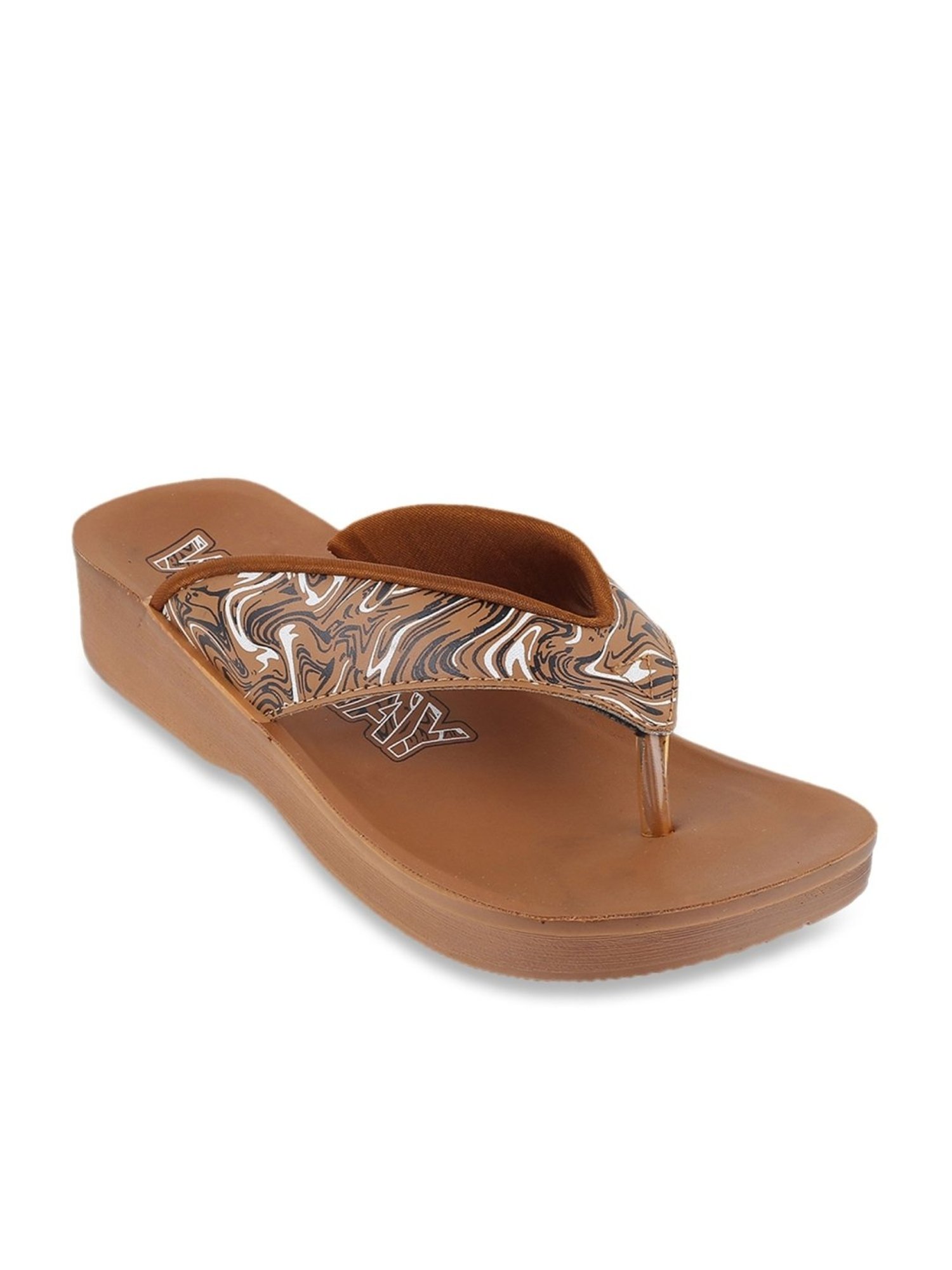 Walkway Women's Tan Wedge Flip Flops