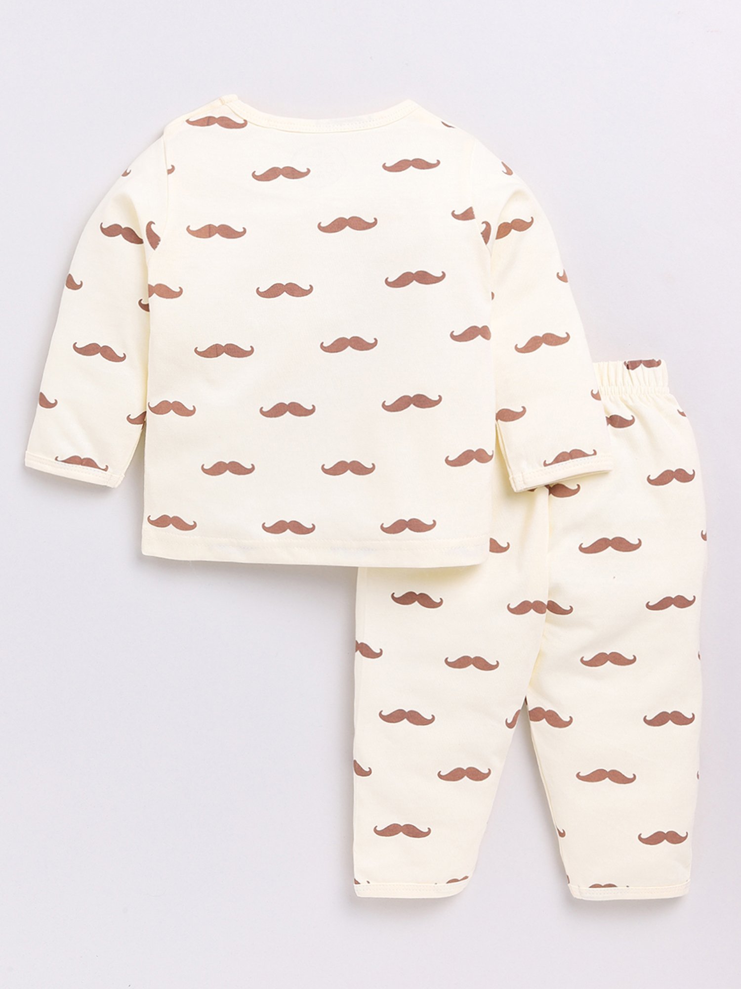 Clt.s Unisex Cream Graphic Print Full Sleeves T-Shirt With Pyjamas