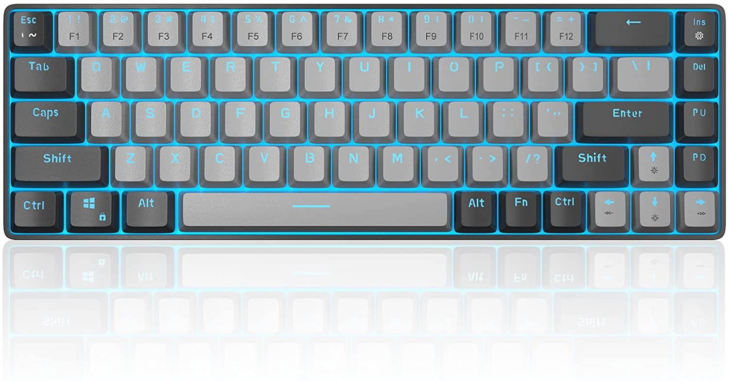 Portable 60% Mechanical Gaming Keyboard, MageGee MK-Box LED Backlit Compact 68 Keys TKL Wired Office Keyboard with Blue Switch for Windows Laptop PC Mac - Black/Grey