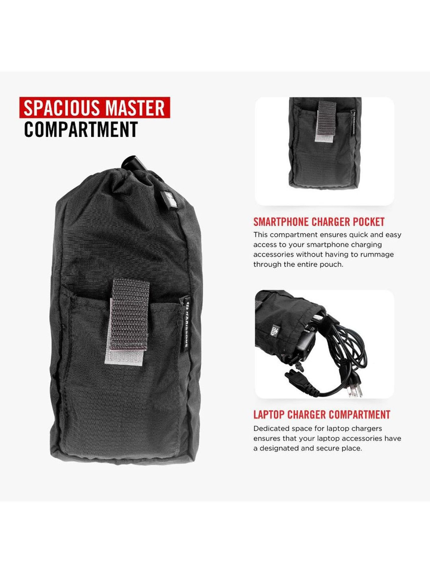 Harissons Black  Polyester Solid Pouch