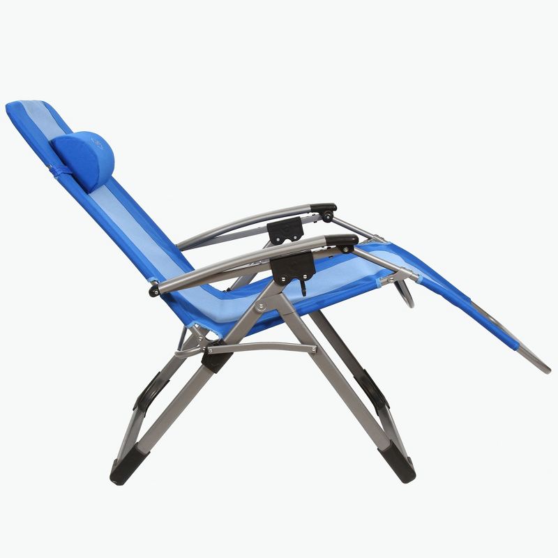 Kamp-Rite KAMPAC186 Outdoor Furniture Camping Beach Patio Sports Oversized Anti Gravity Folding Reclining Chair, Blue