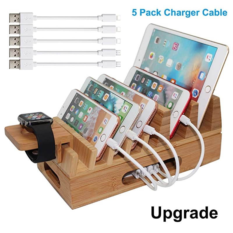 Charging Station Organizer for Multiple Devices amp Wood Desktop Docking Charging Stand Such As Cell Phone Tablets Phone Case and Watch Stand Pezin amp Hulin