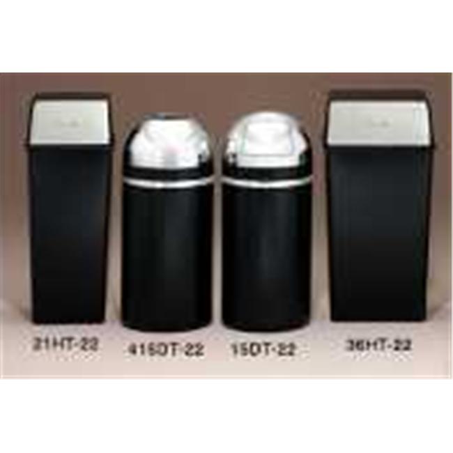 Black with Chrome Accents Square Black Trash Can with Chrome Accented Pushdoor