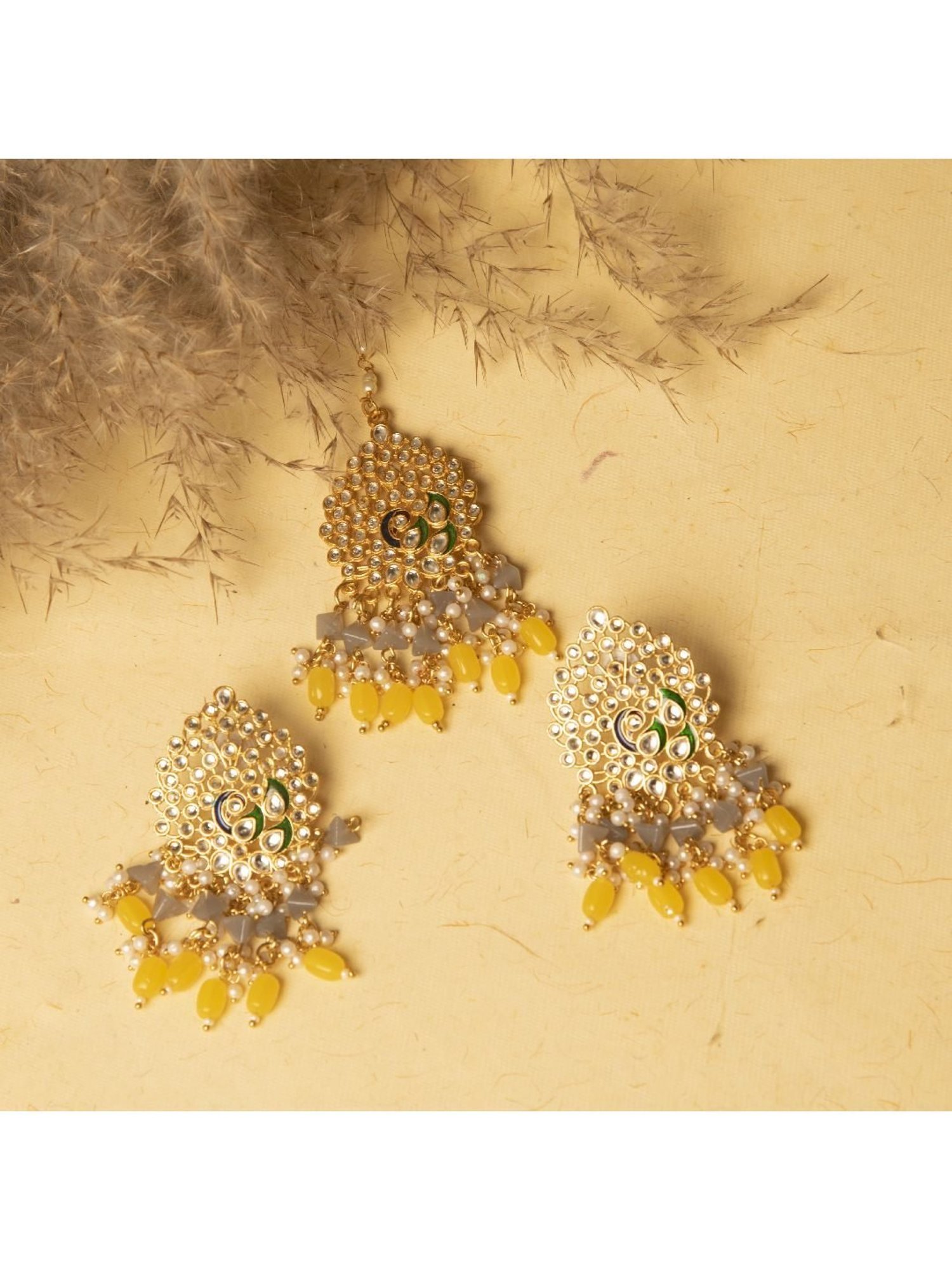 Jewelz Unique Earring & Maang Tikka for womens & Girls