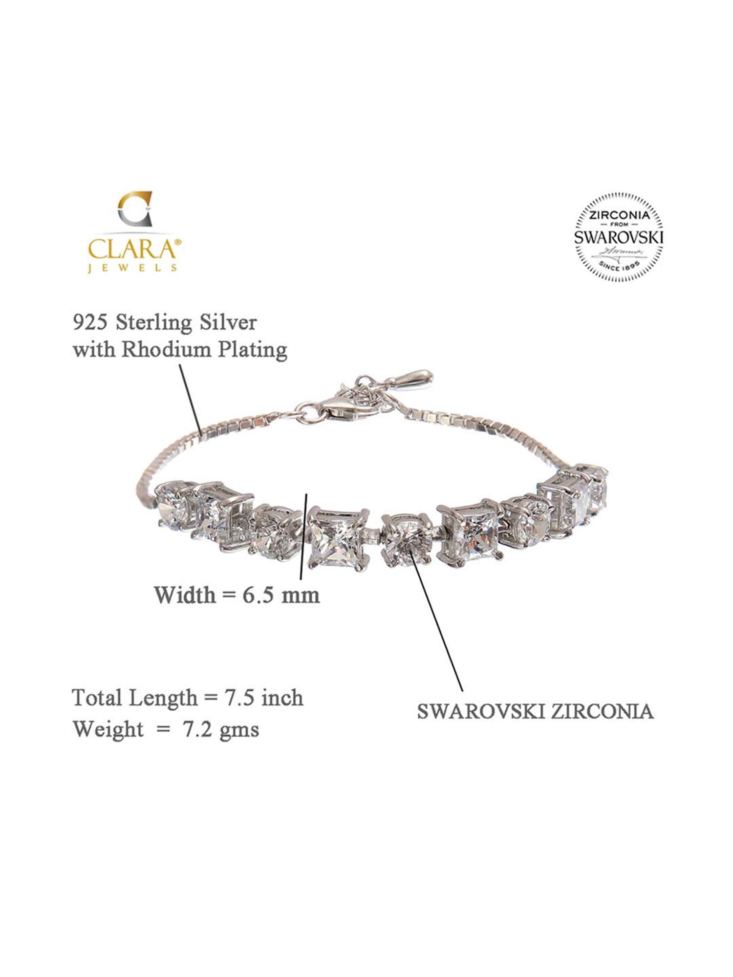 Clara Enzo 92.5 Sterling Silver Swarovski Zirconia Bracelet