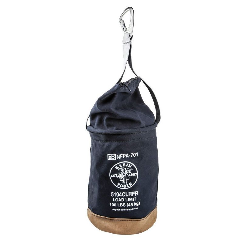 Klein Tools 5104CLRFR 12 in. Flame-Resistant Top Closing Canvas Bucket - Black