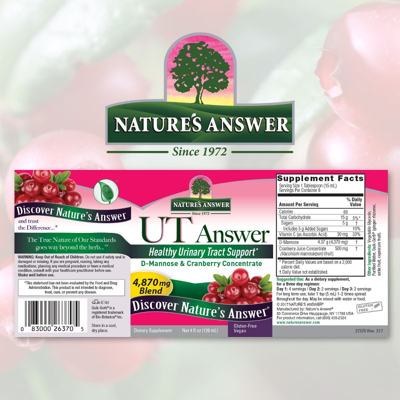 Nature's Answer UT Answer Cranberry Flavor Liquid-4 oz