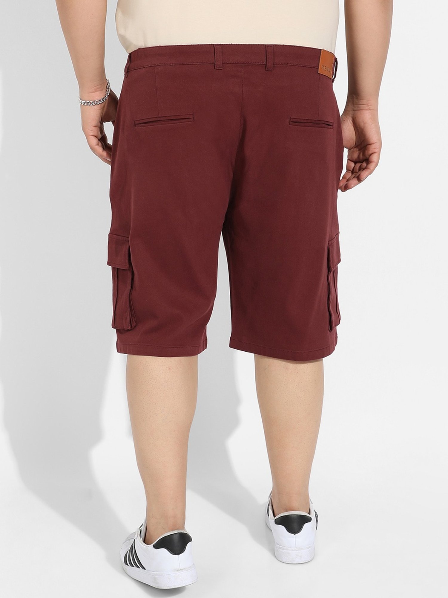 Instafab Plus Maroon Regular fit Plus Size Cargo Shorts
