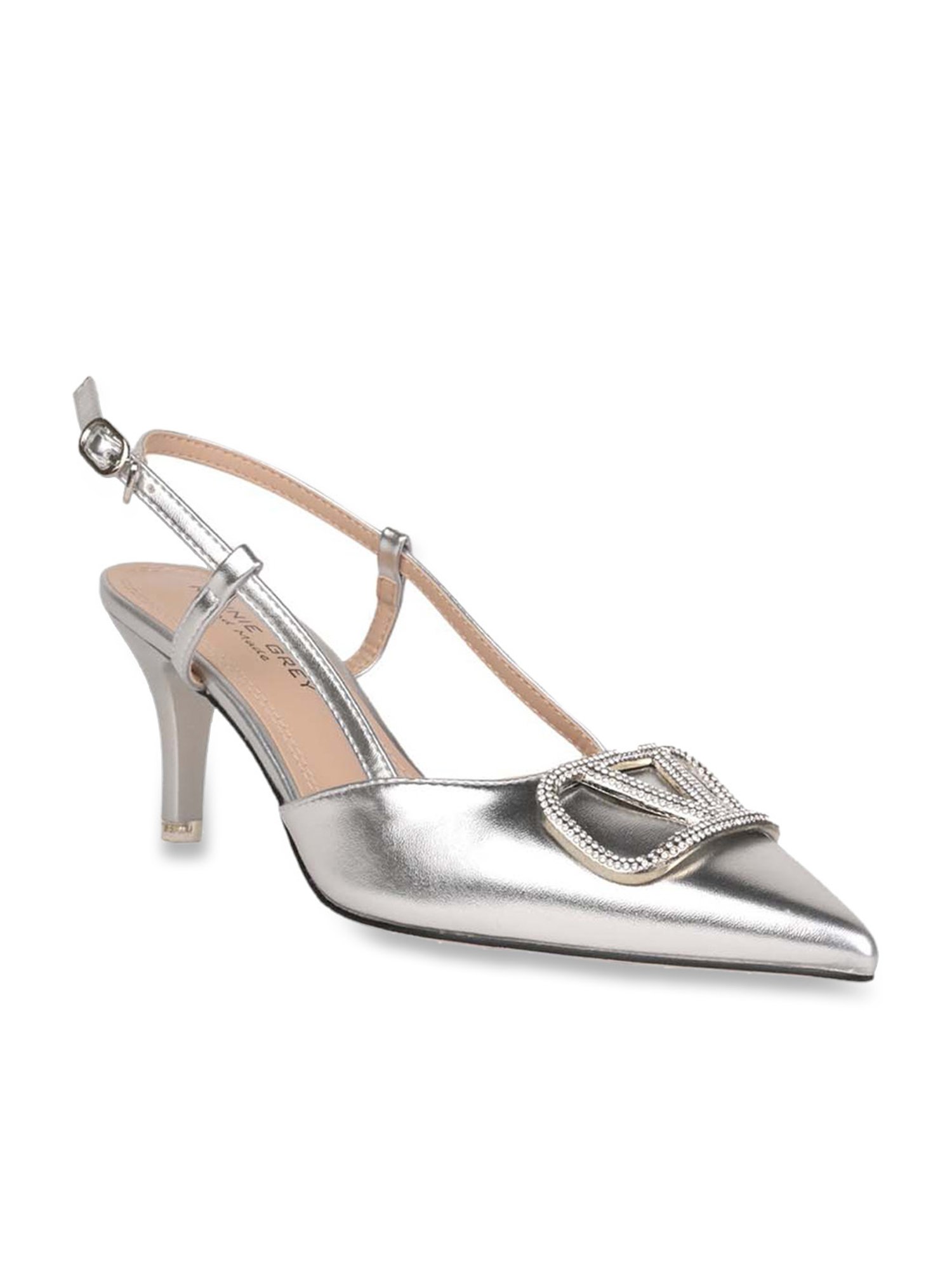 Ronnie Grey Women's Silver Back Strap Stilettos