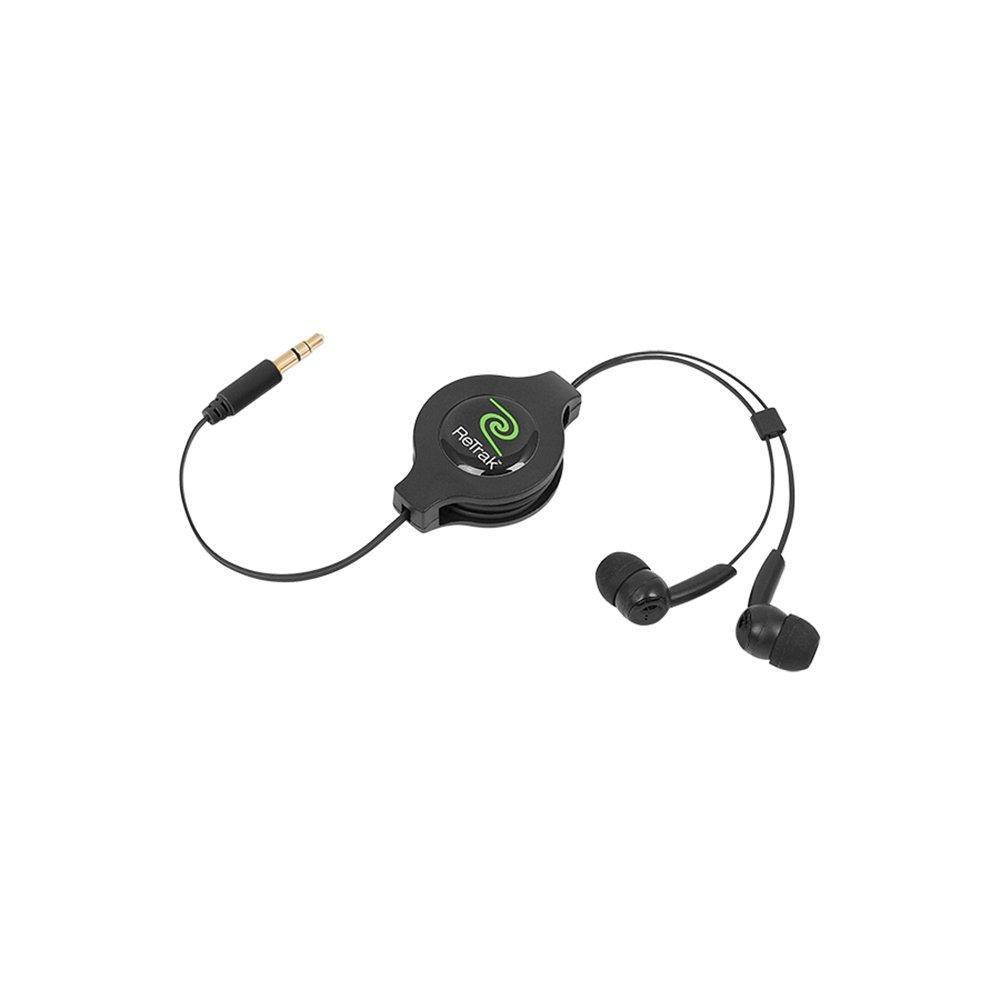 ReTrak Retractable Stereo Earphones, Black (ETAUDIOBUD)