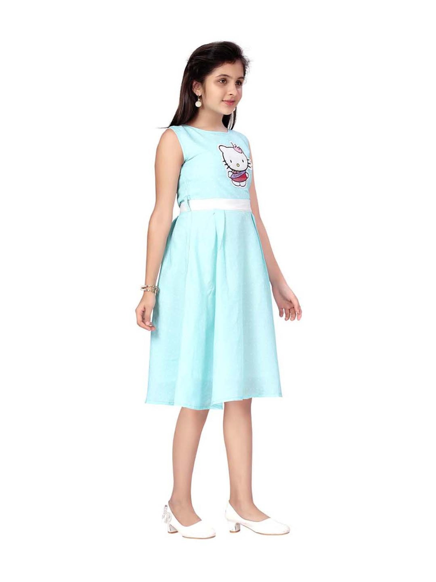 Aarika Kids Turquoise Printed Dress