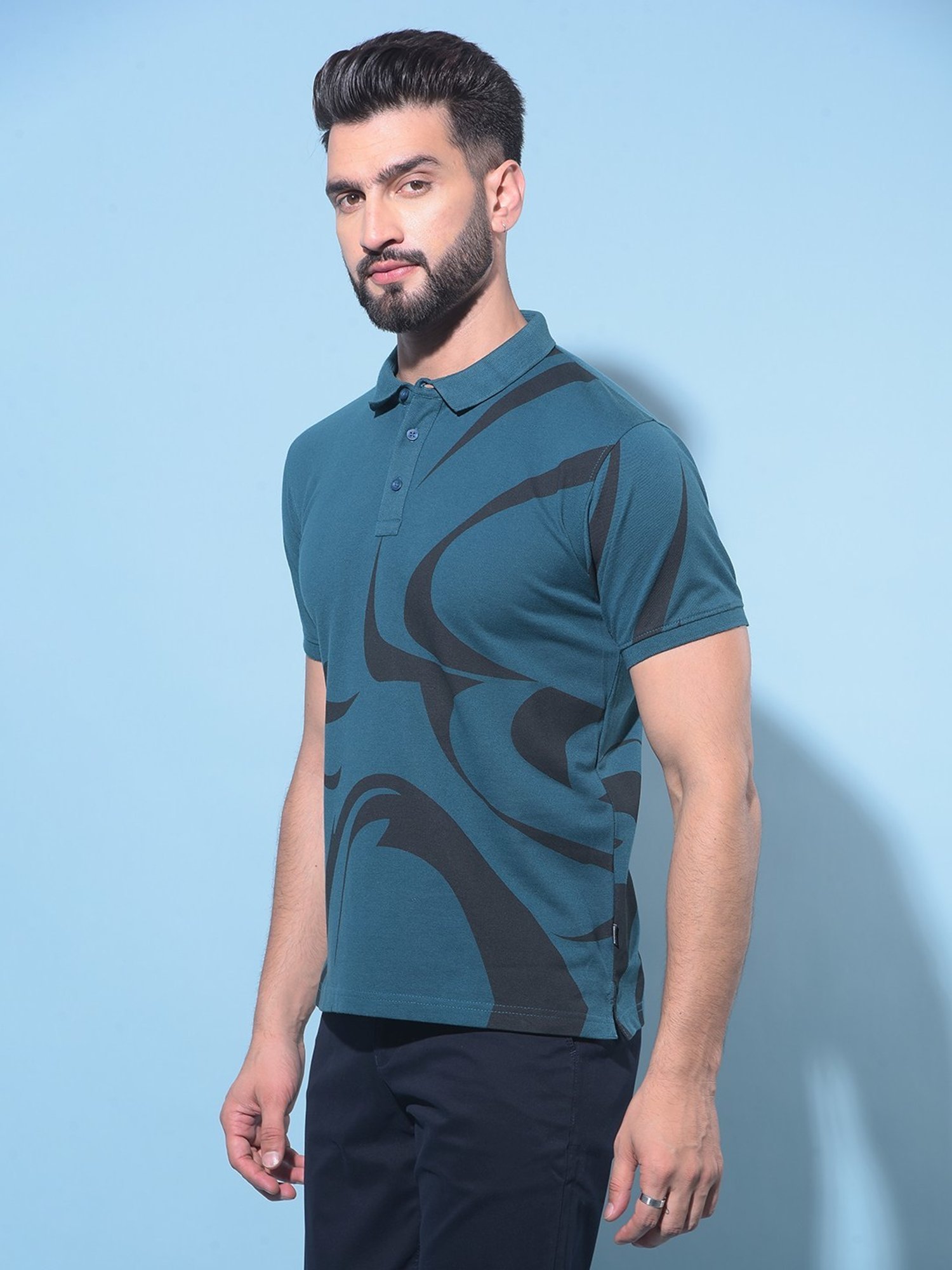 Crimsoune Club Green  Slim Fit Printed Polo T-Shirt