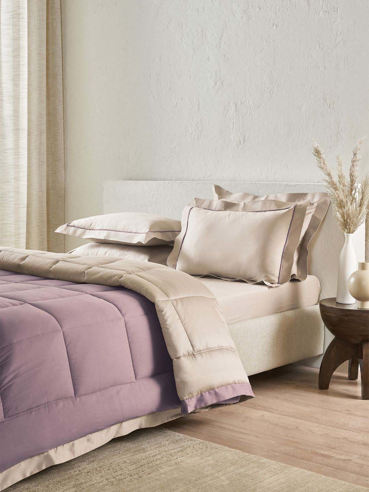 Ddecor Live Beautiful Snuggle II Iguana Pumice Stone Dusty Lilac Cotton 210 TC King Bedsheet Set