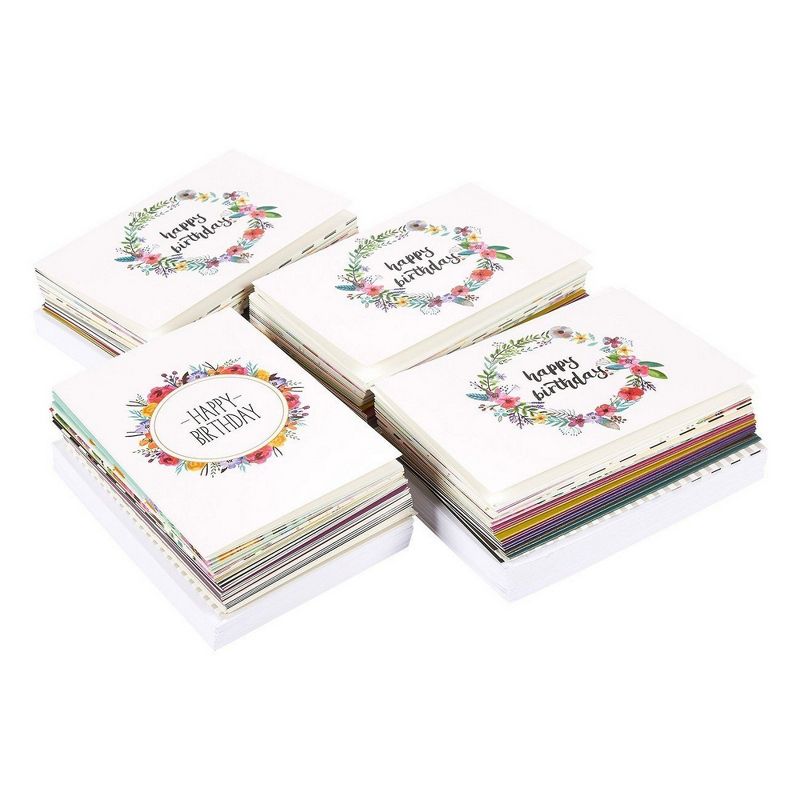 Pipilo Press 144-Pack Assorted Happy Birthday Greeting Cards Sets Bulk with Envelopes, 18 Designs, 4x6 in