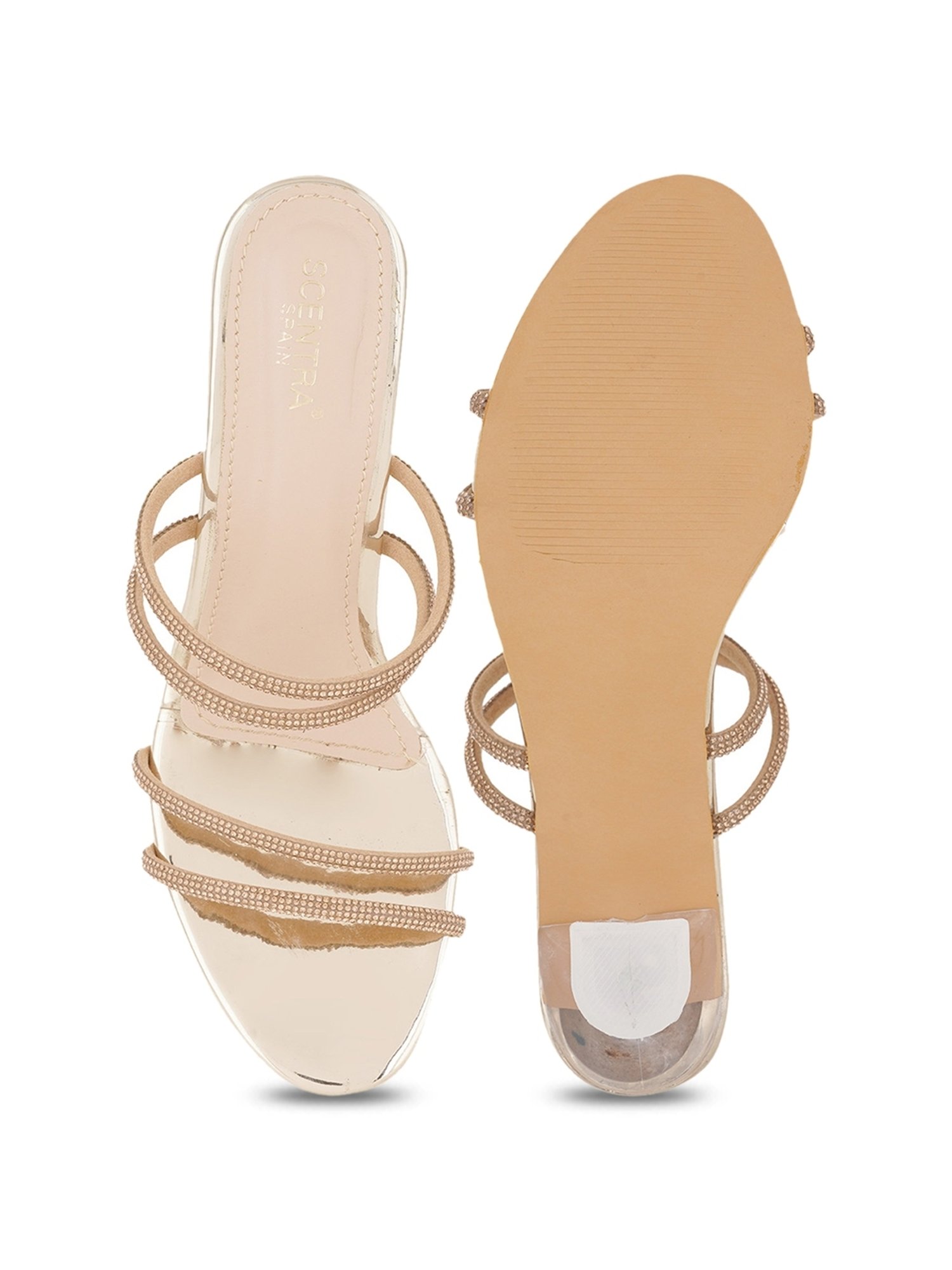 Scentra Women's Golden Ethnic Sandals