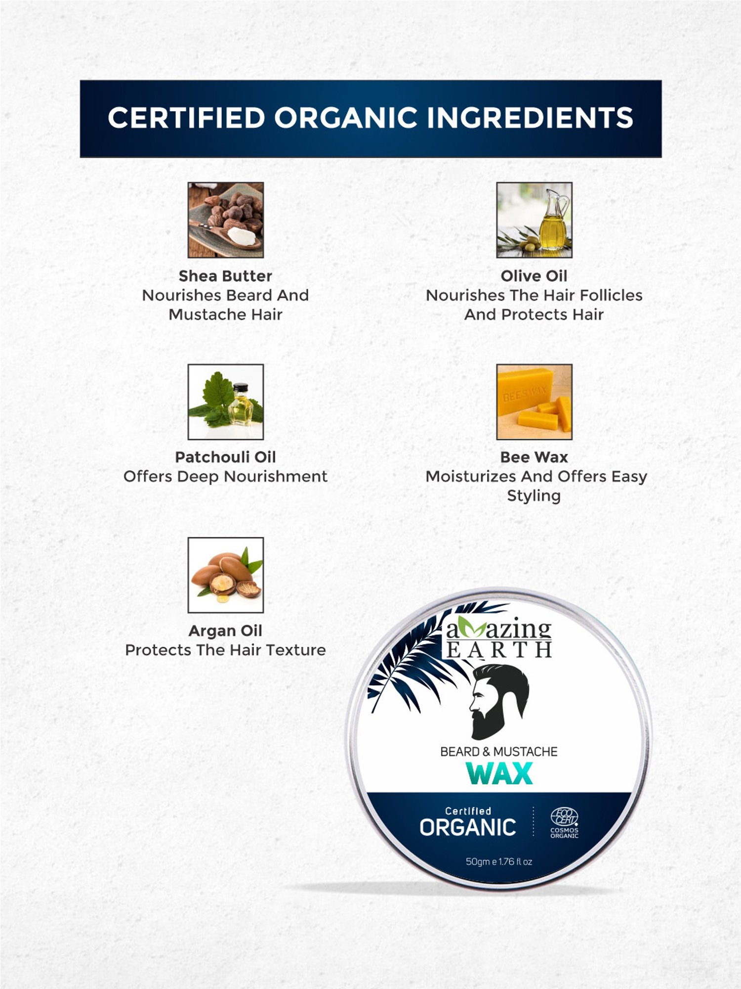 Amazing Earth Beard and Mustache Wax - 100 gm