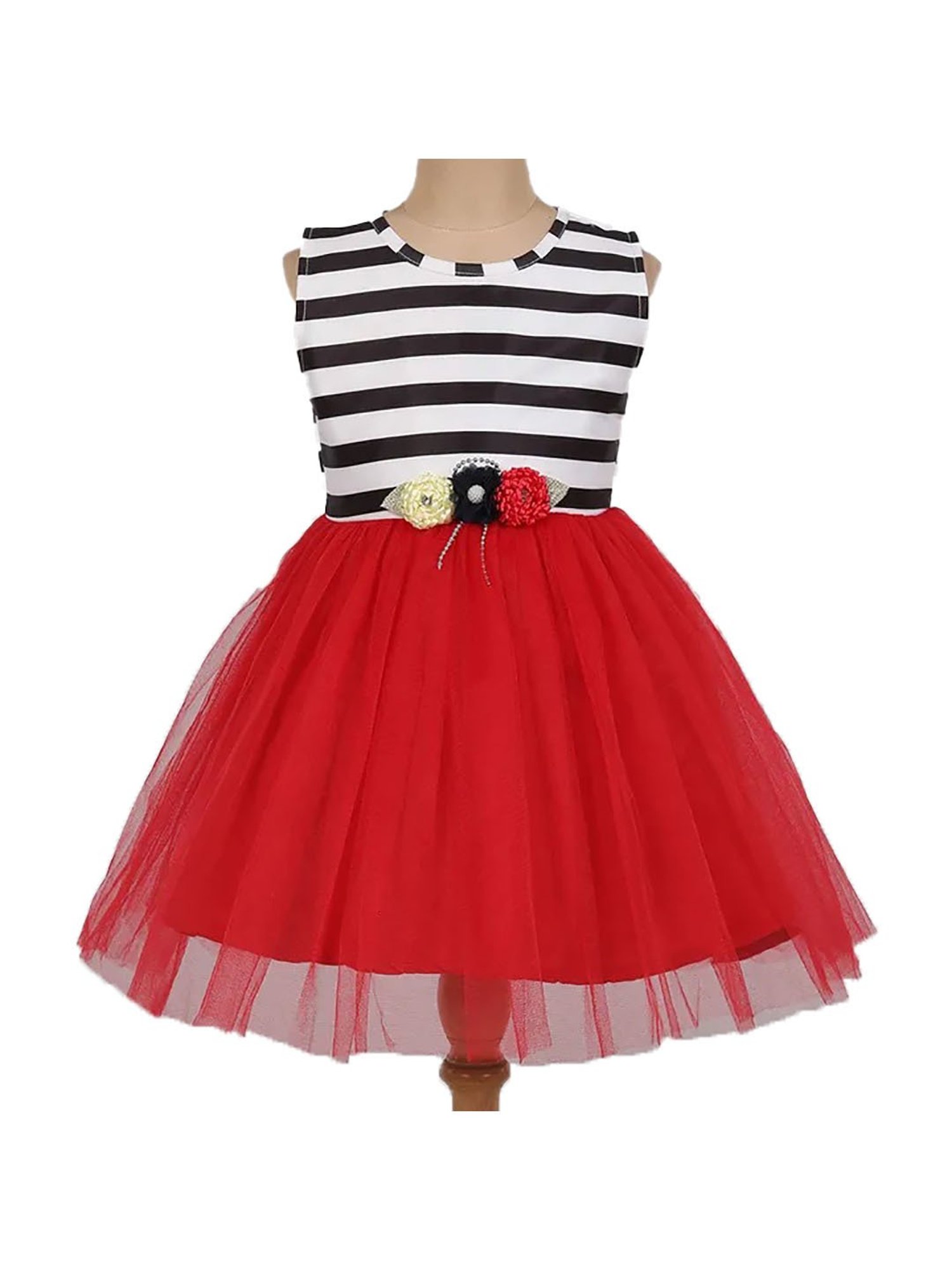 The Magic Wand Kids White & Red Striped Dress