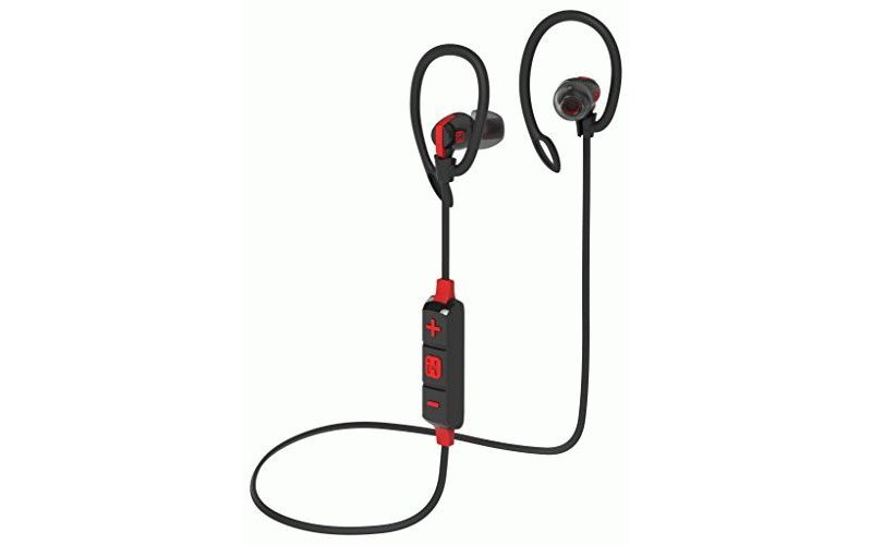 iHome iB79 Earset - Wireless - Bluetooth - 30 ft - Earbud - Echo Cancelling Microphone - Black/Red