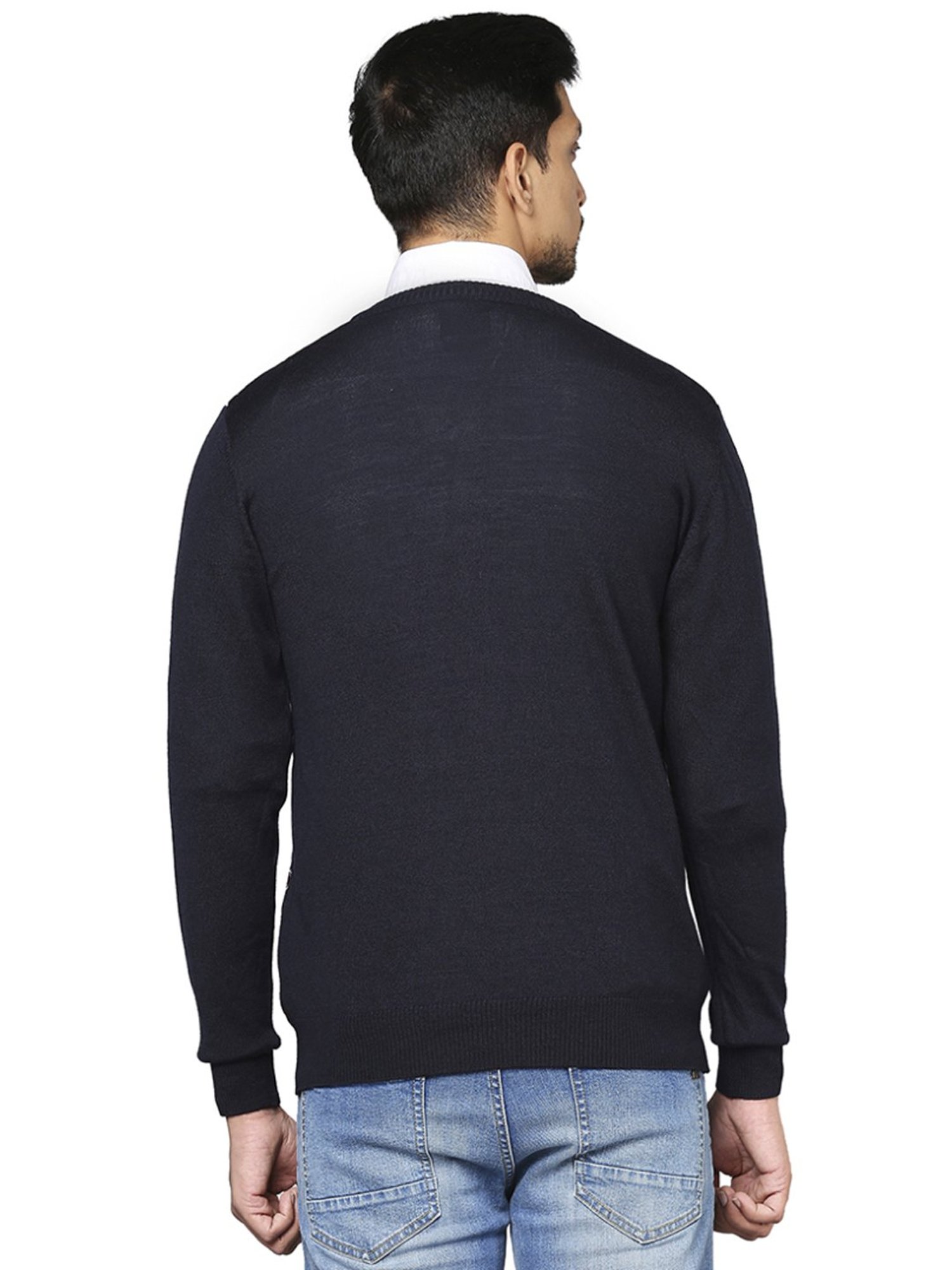 Raymond Blue  Regular Fit Printed Sweaters