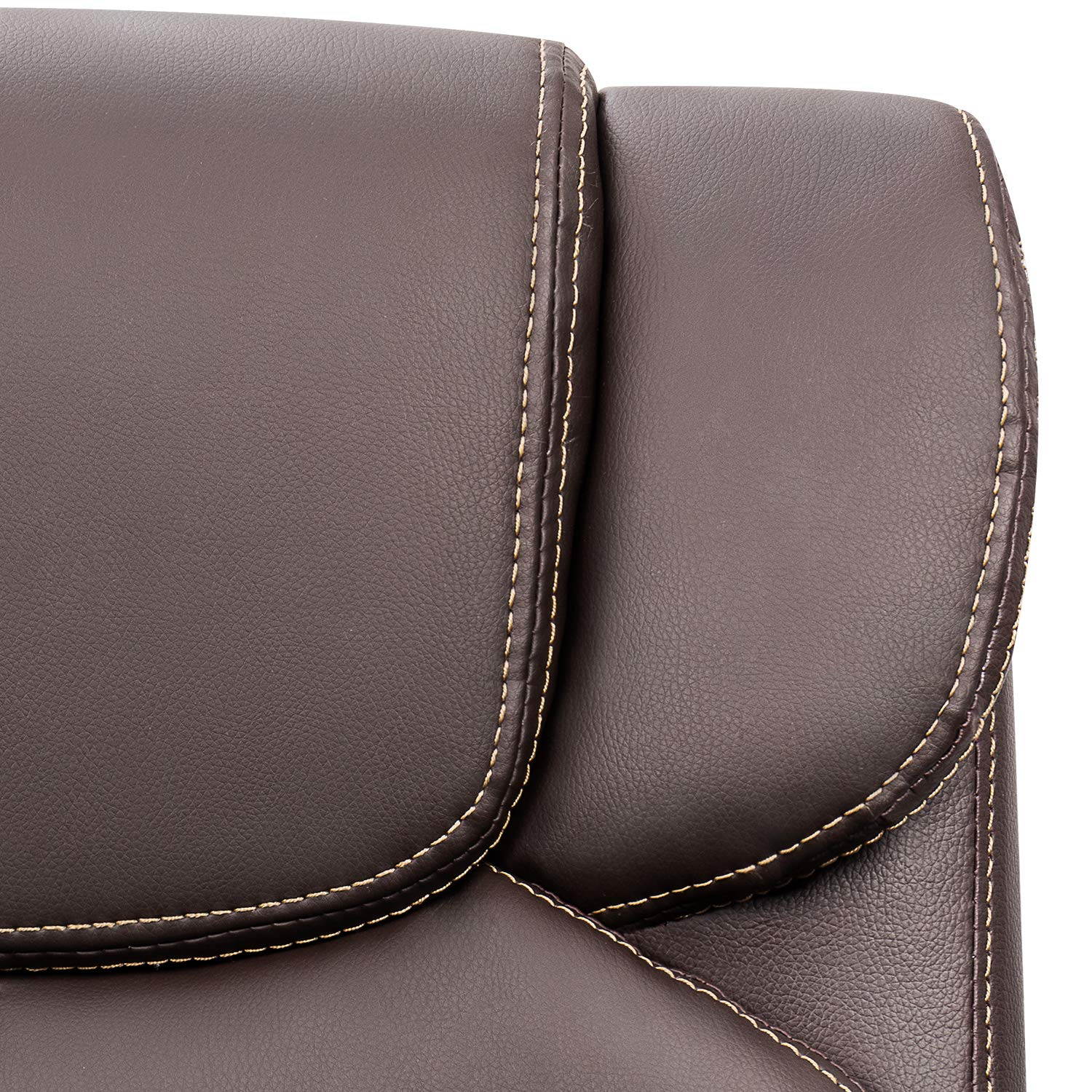 Furmax Mid Back Executive Office Chair Leather-Padded Desk Chair with Armrests, Ergonomic Swivel Task Chair with Lumbar Support (Black)