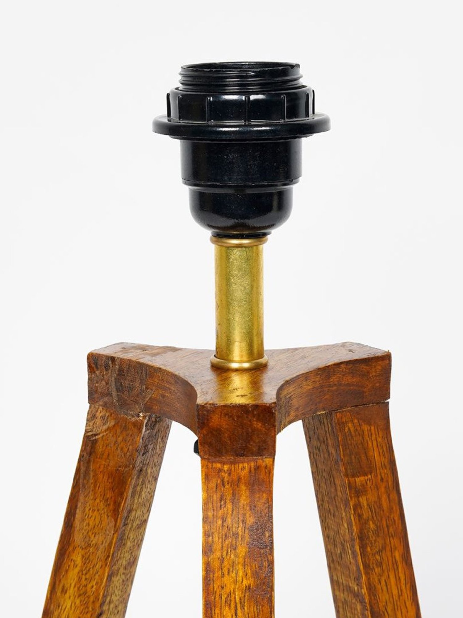 Kapoor Lamp Shades Honey & White Wood Griffith Tripod Cotton Shade Table Lamp