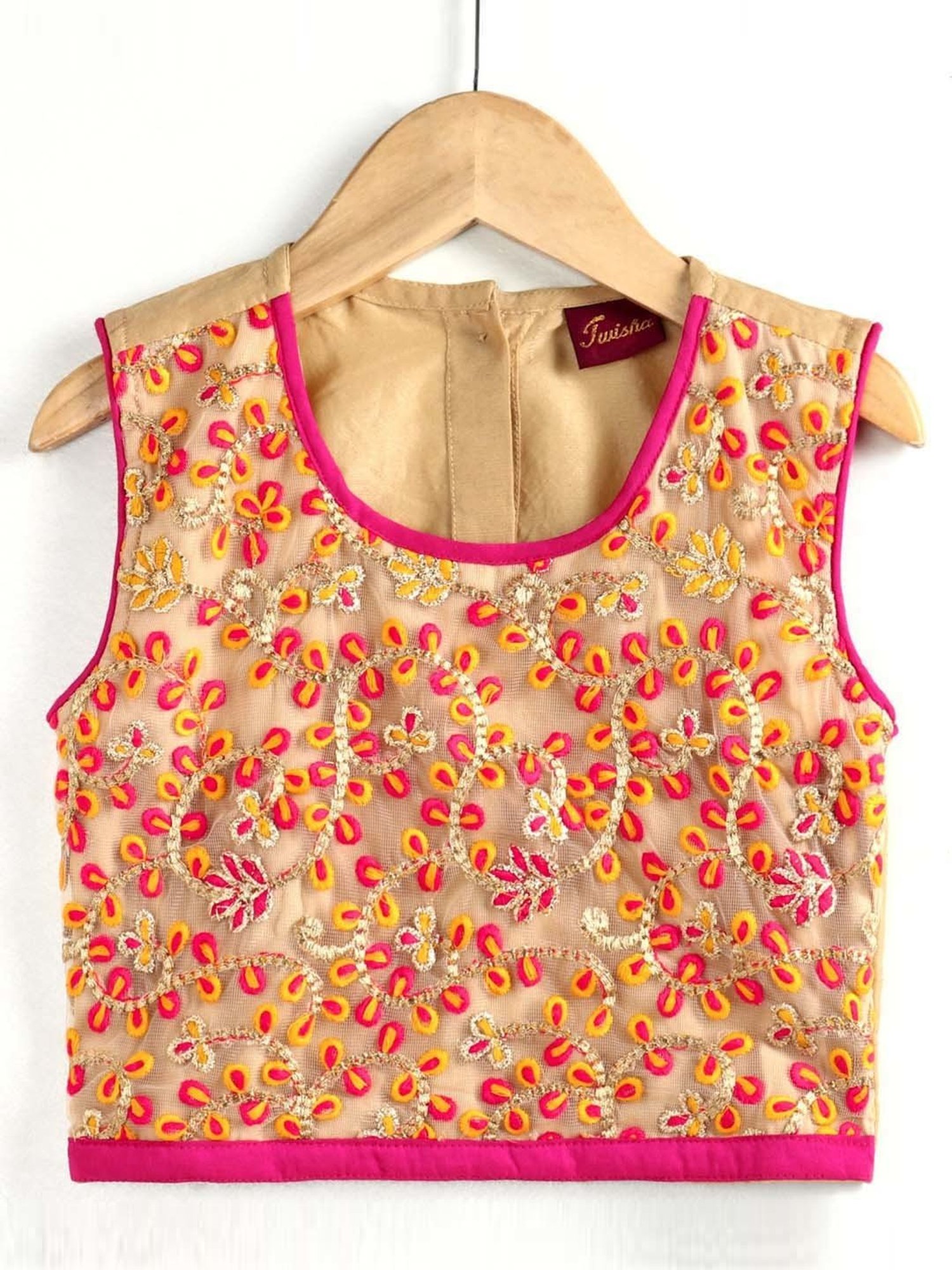 TWISHA Kids Beige & Lilac Embroidered Top Set
