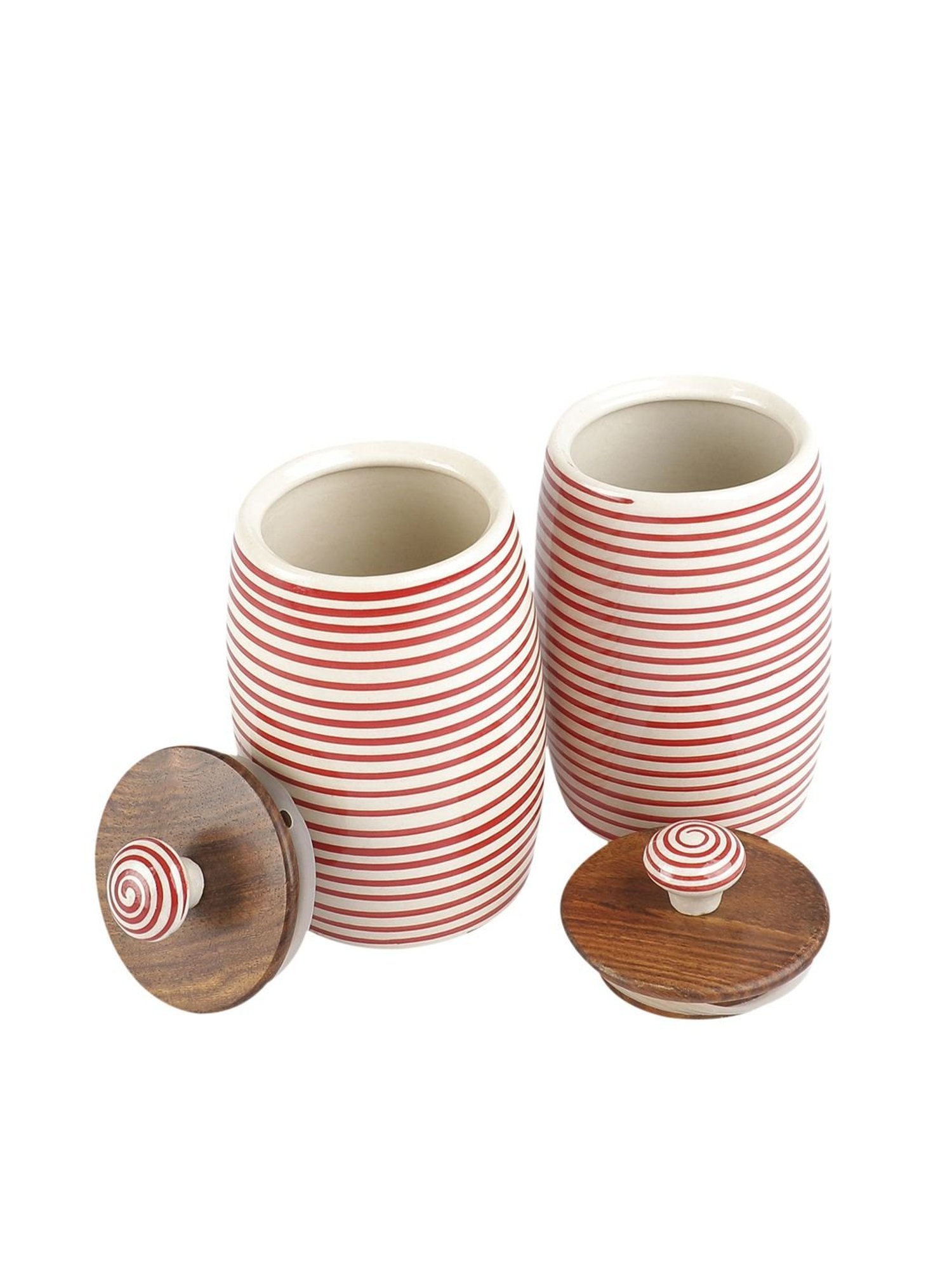 VarEesha Red Ceramic Small Dholak Jars - Set of 2