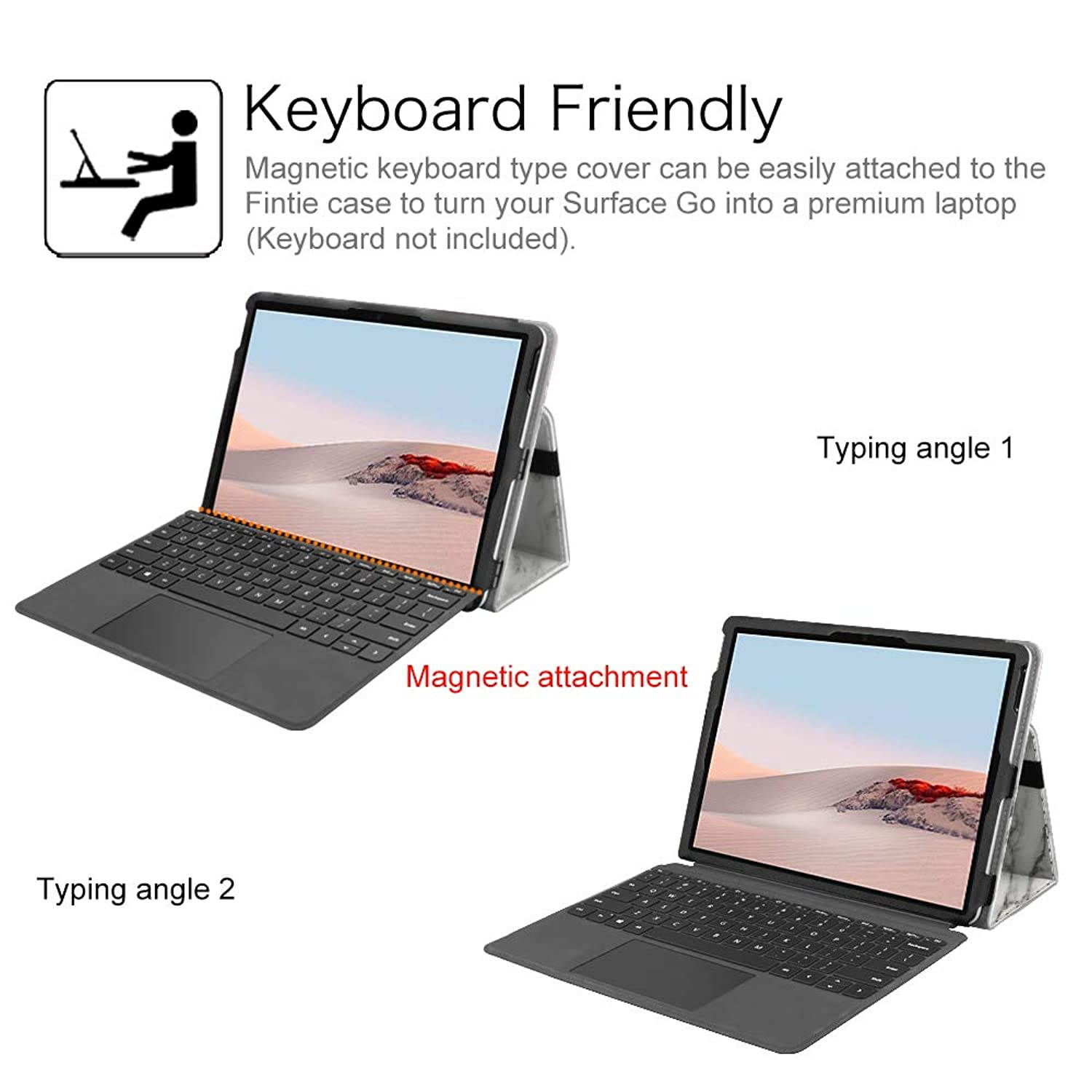 Fintie Protective Case for Microsoft Surface Go 2 (2020) / Surface Go (2018) 10 Inch Tablet - Premium Vegan Leather Folio Stand Cover with Stylus Holder, Compatible with Type Cover Keyboard (Marble)