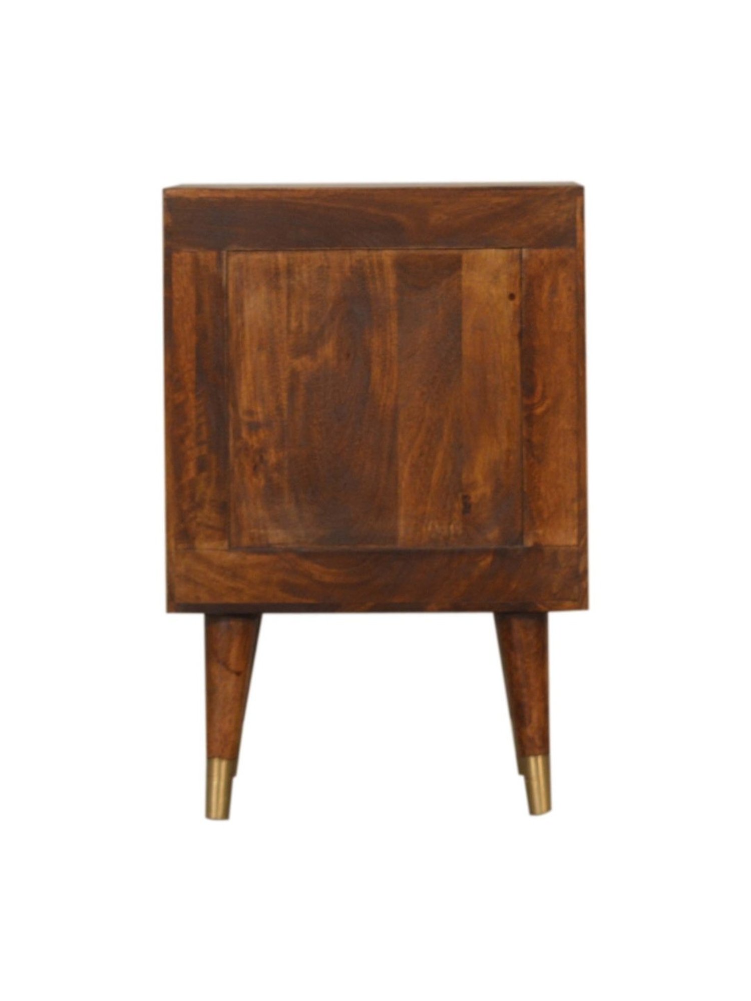 Artisan Furniture Manila Solid Brown Mango Wood Side Table Gold Finish