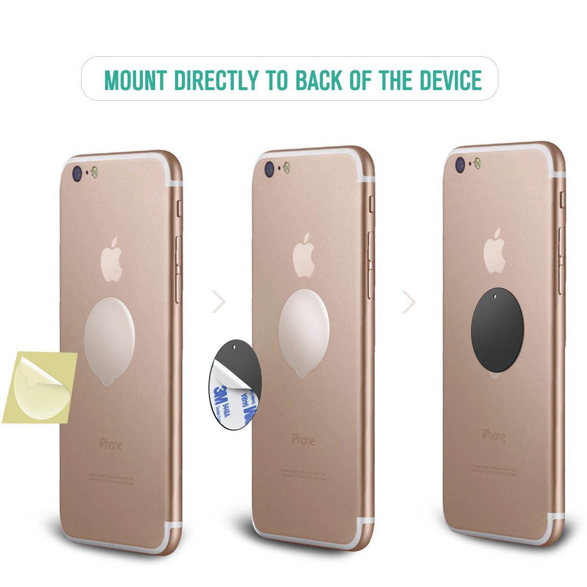 Metal Plates for Magnetic Car Mount,Nekteck Replacement Metal Plates with Strong 3M Adhesive for Magnetic Air Vent Phone Car Mount Holder,GPS Holder, 4 Rectangulars and 4 Rounds, 8 Pack, Black