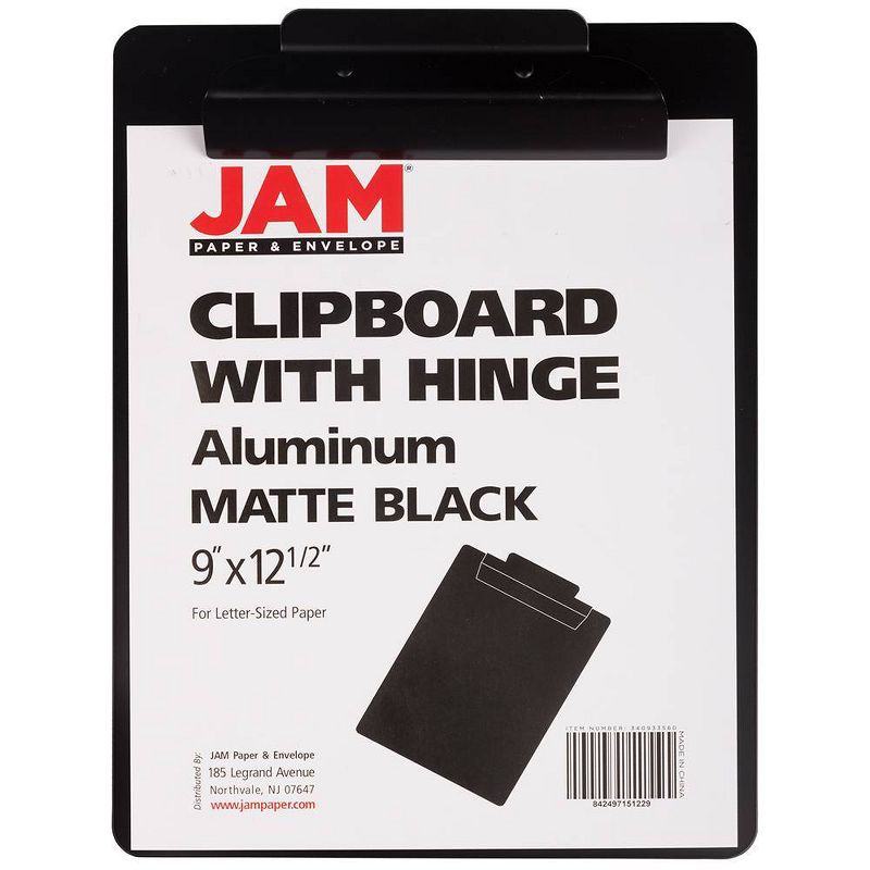 JAM Paper 9 1/2" x 12" Aluminum Premium Clipboard with Hinge - Black