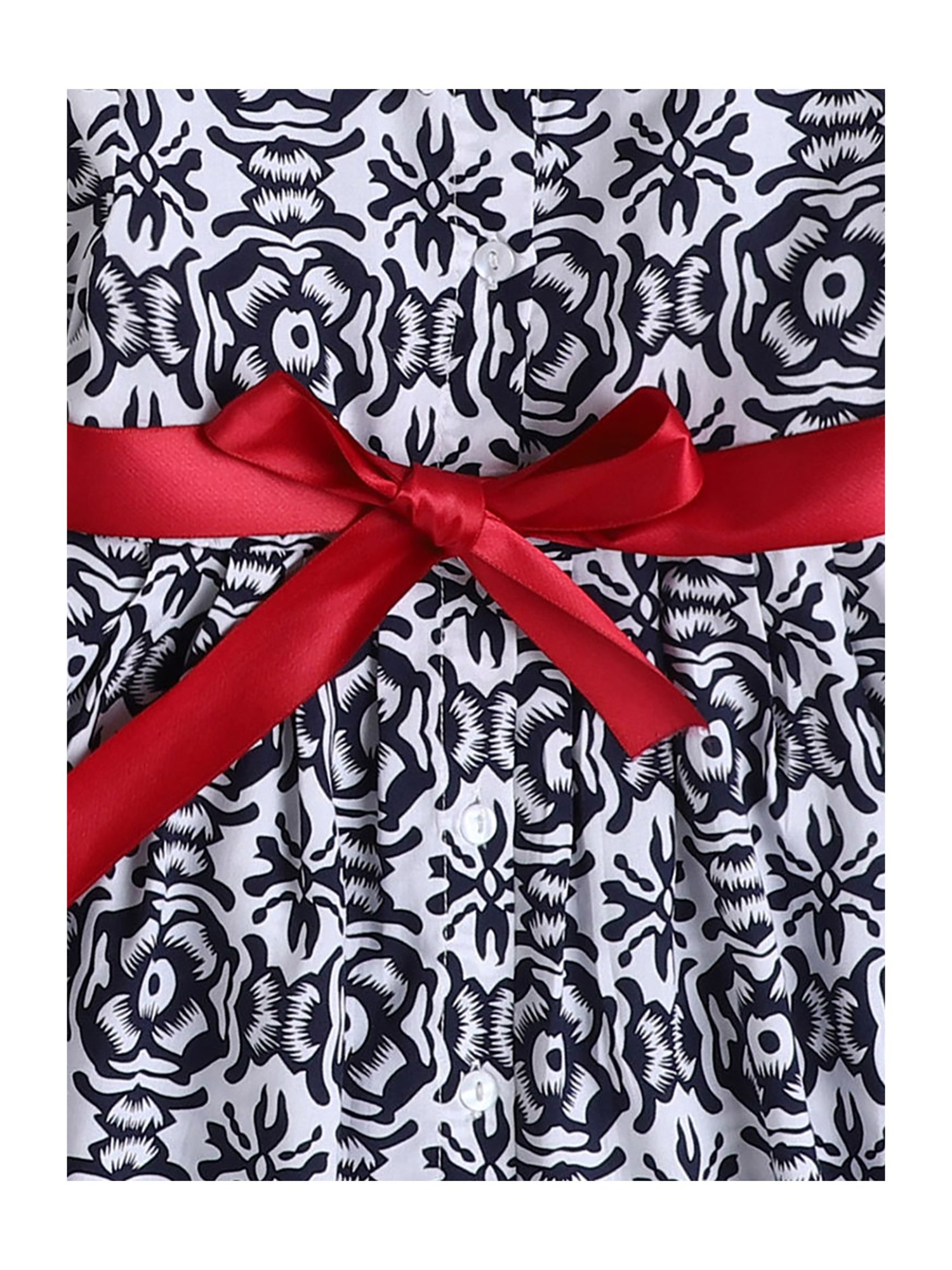 The Magic Wand Kids White & Black Floral Print Dress with Belt