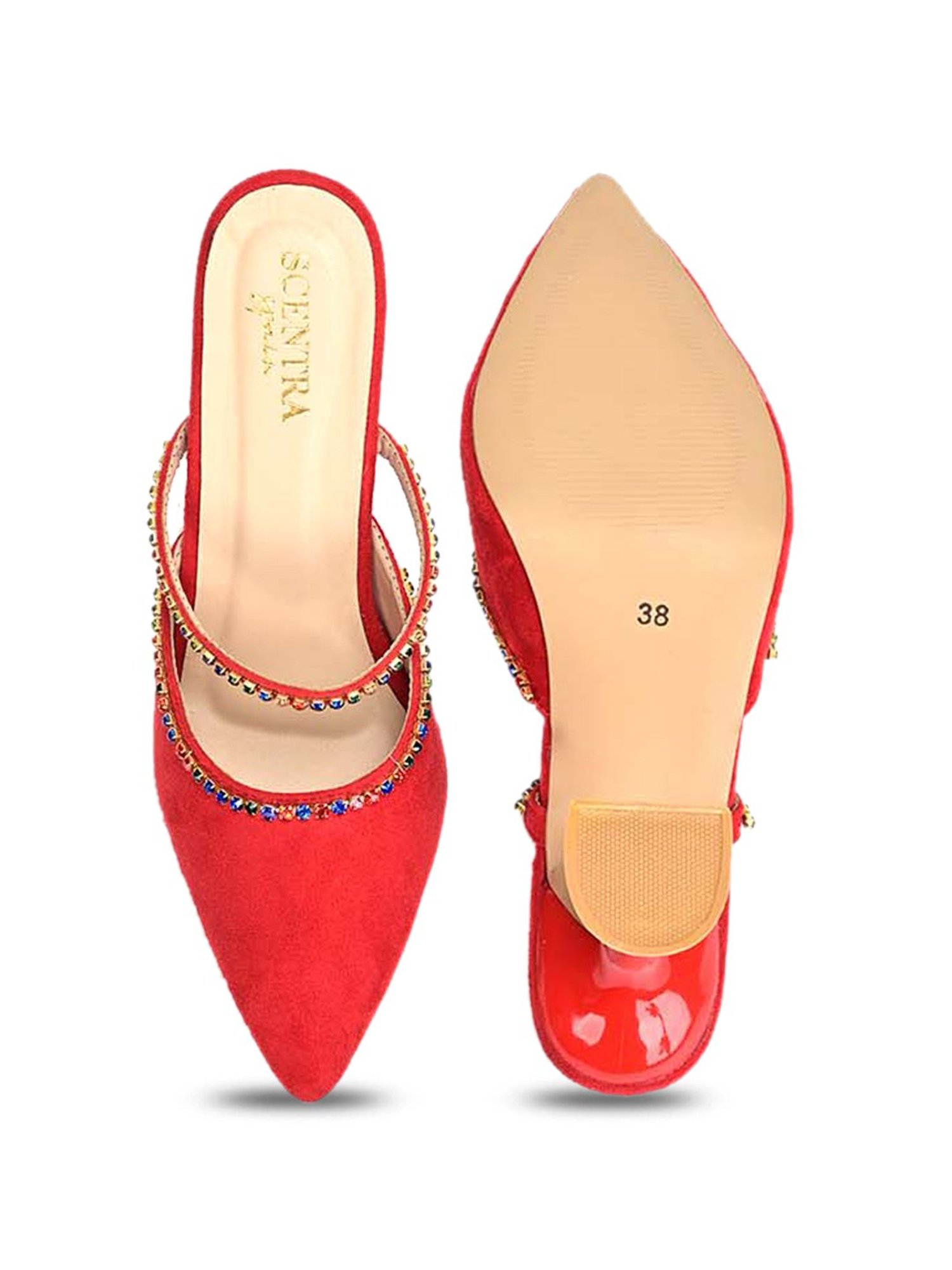 Scentra Women's Red Mule Shoes