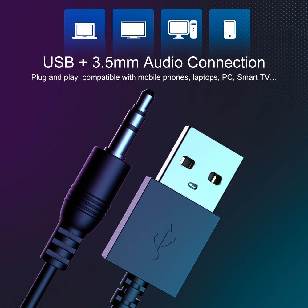 BlitzWolf&reg; BW-GS1 Computer Game Speaker with 2.0 Channel System bluetooth RGB Light Stylish Design Touch Control and USB & 3.5mm Audio Plug