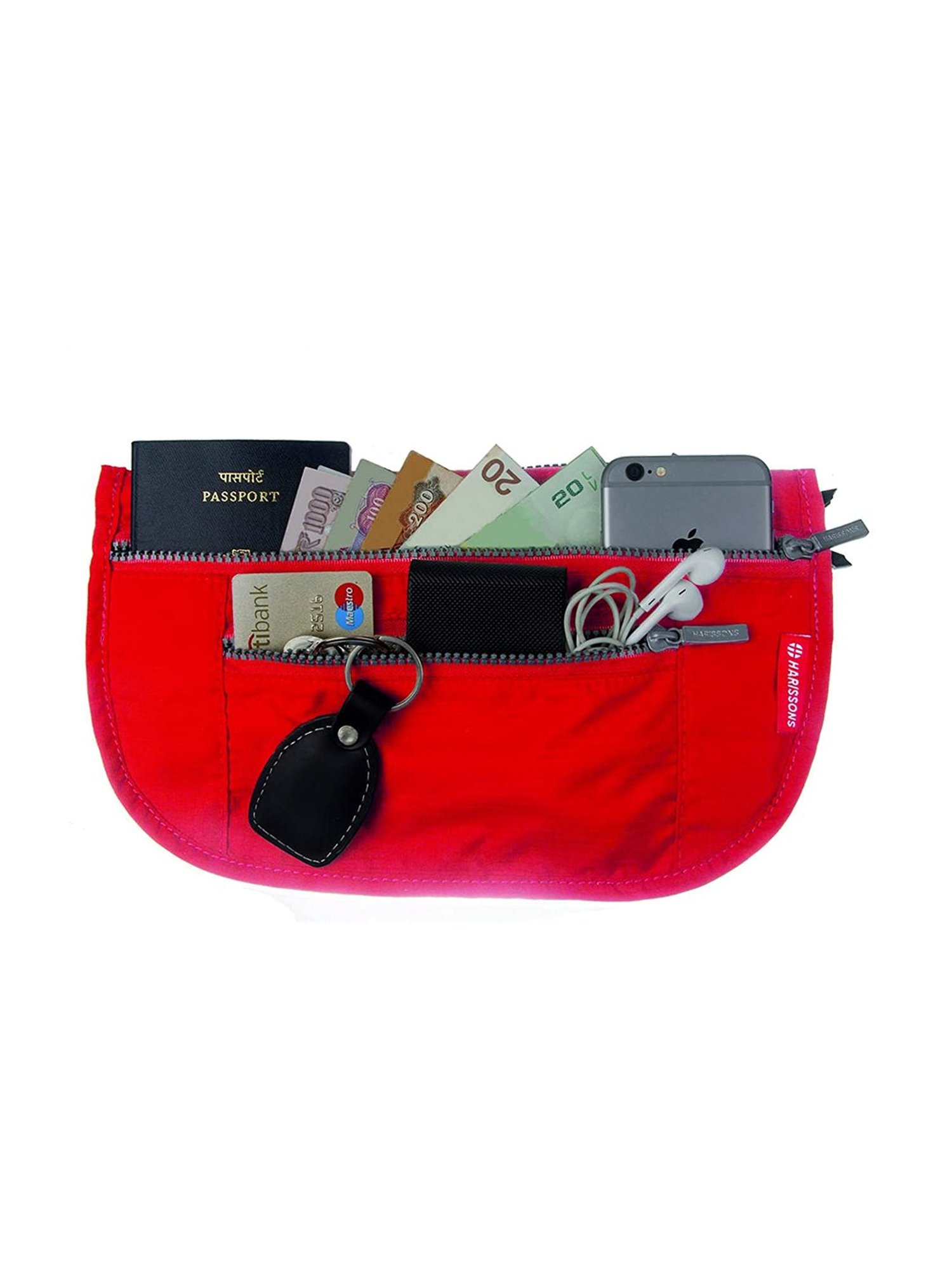 Harissons Red Textured Small Waist Bag