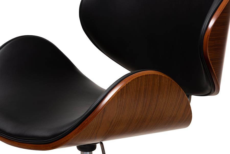 Baxton Studio Ambrosio Modern and Contemporary Black Faux Leather Upholstered Chrome-Finished Metal Adjustable Swivel Office Chair