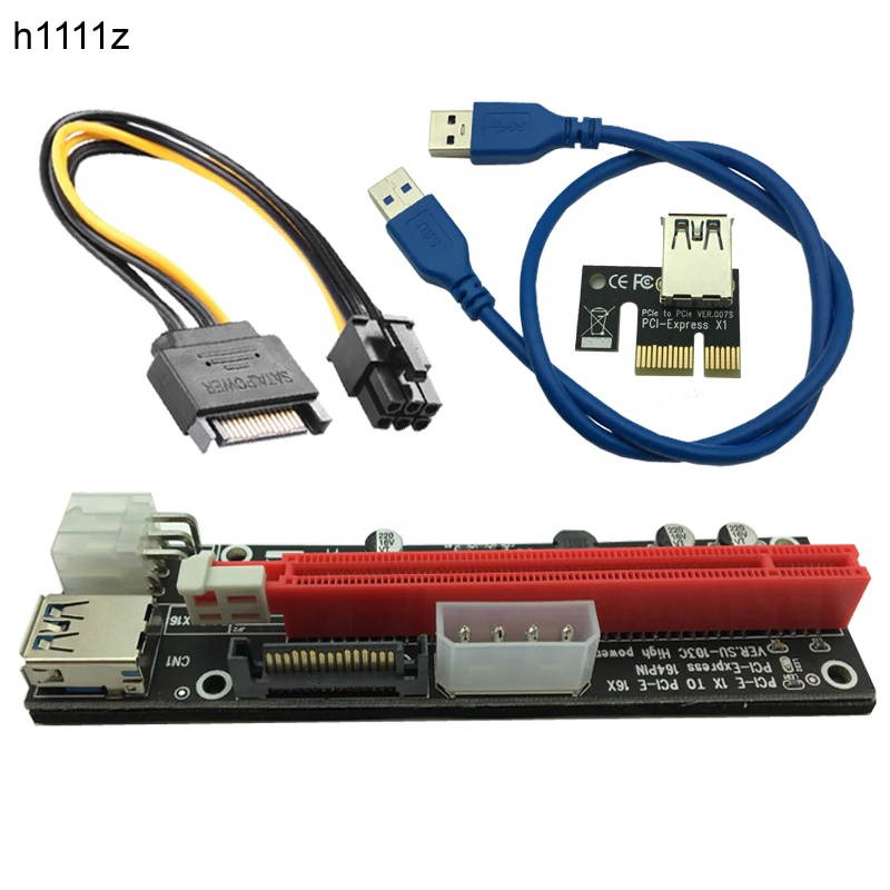USB 3.0 Extender Flexible Cable PCIE PCI E PCI Express 1X to 16X Riser Card SATA 4Pin 6Pin Power for Bitcoin BTC Miner Mining