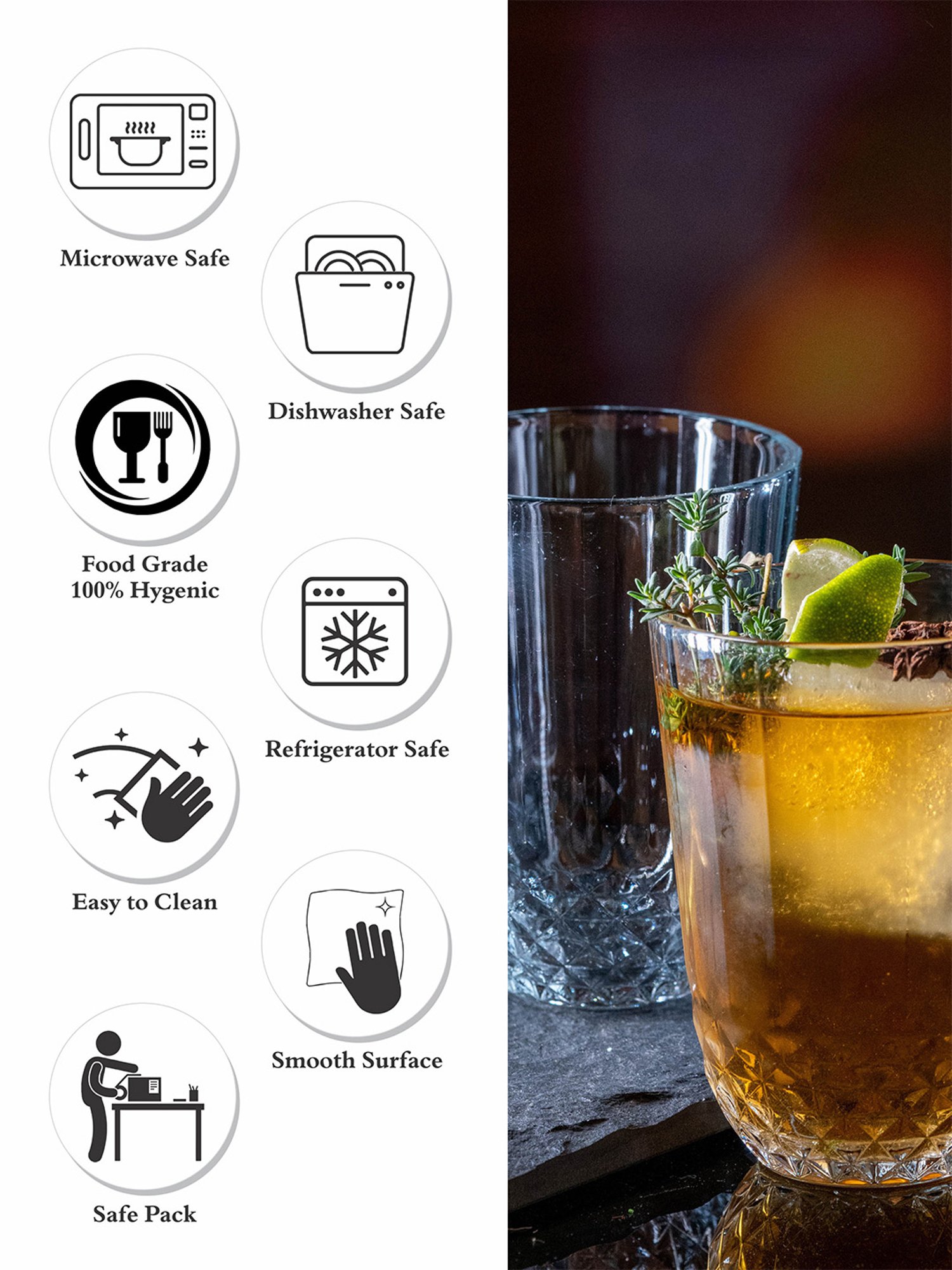 Pasabahce Transparent Glass Diony Tumbler - Set of 6 (255ml)