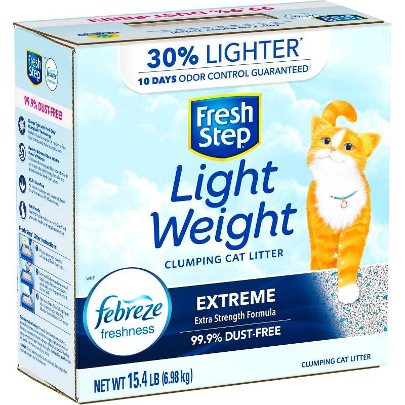 Fresh Step Lightweight Extreme Scented Litter with the Power of Febreze Clumping Cat Litter- 15.4lb
